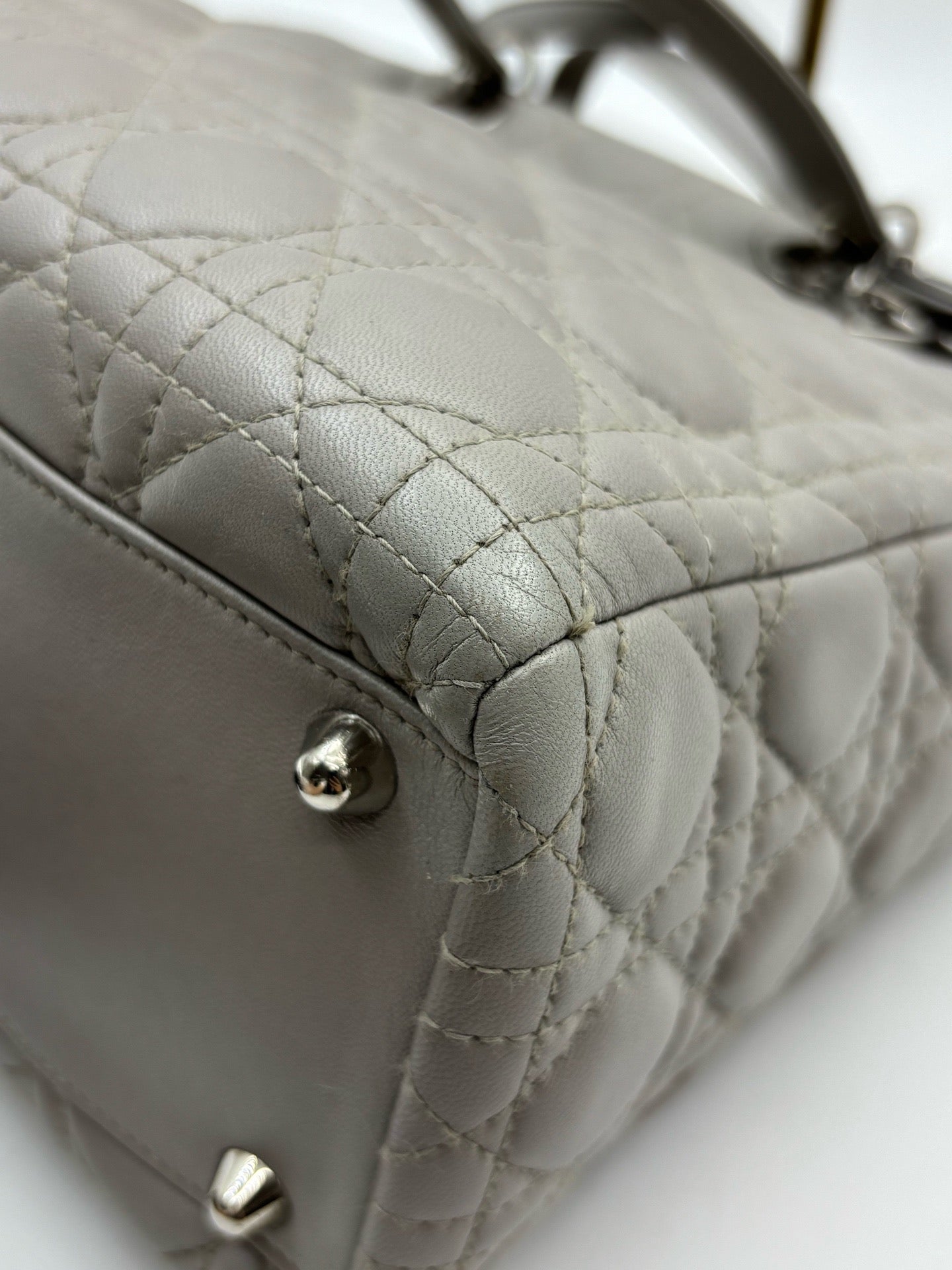 Dior - Lady Dior - Leather - Grey - (large)