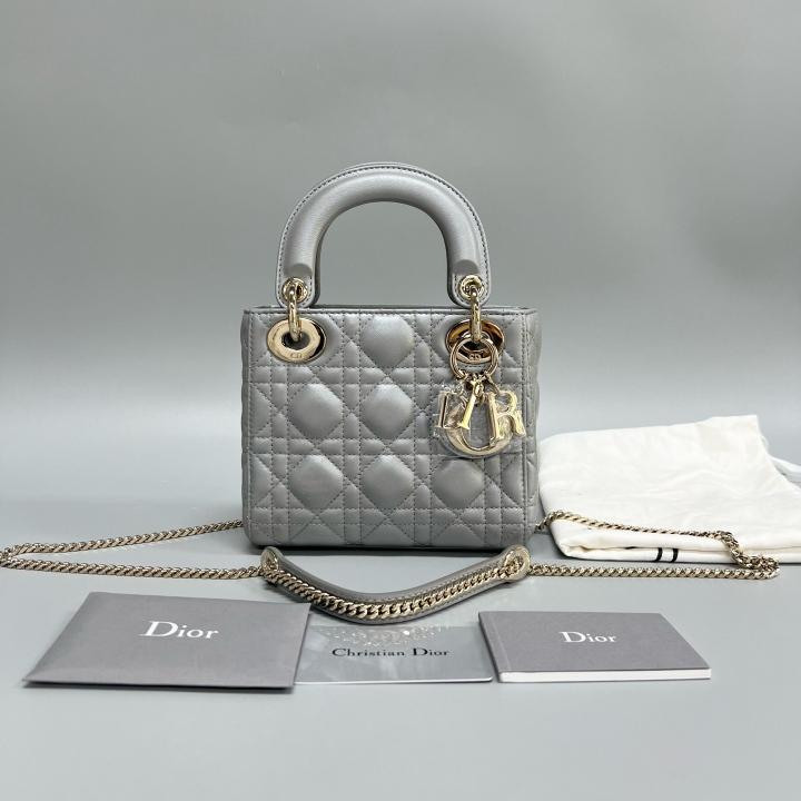 Dior - Lady Dior - Leather - Grey - (mini)