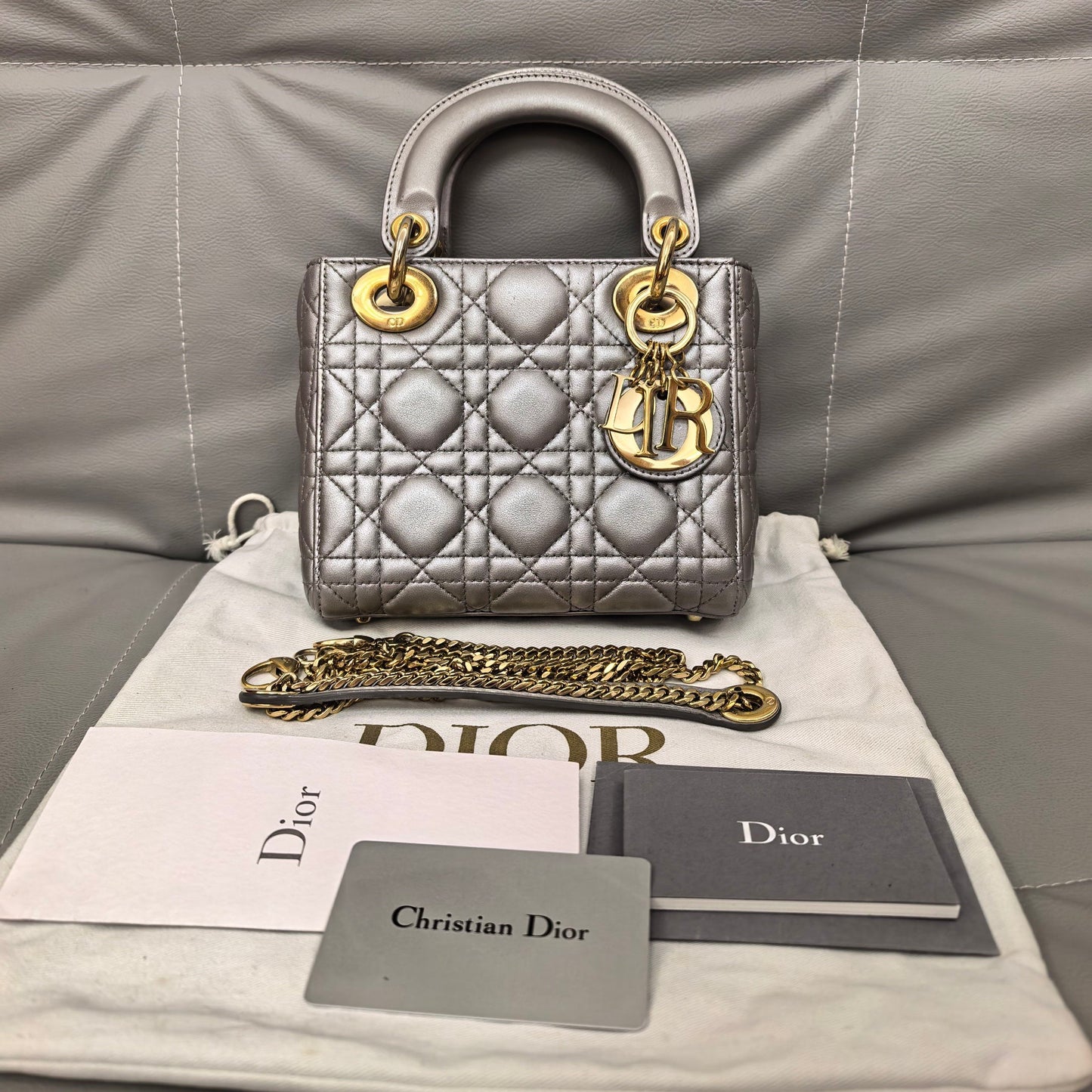 Dior - Lady Dior - Leather - Grey - (mini)