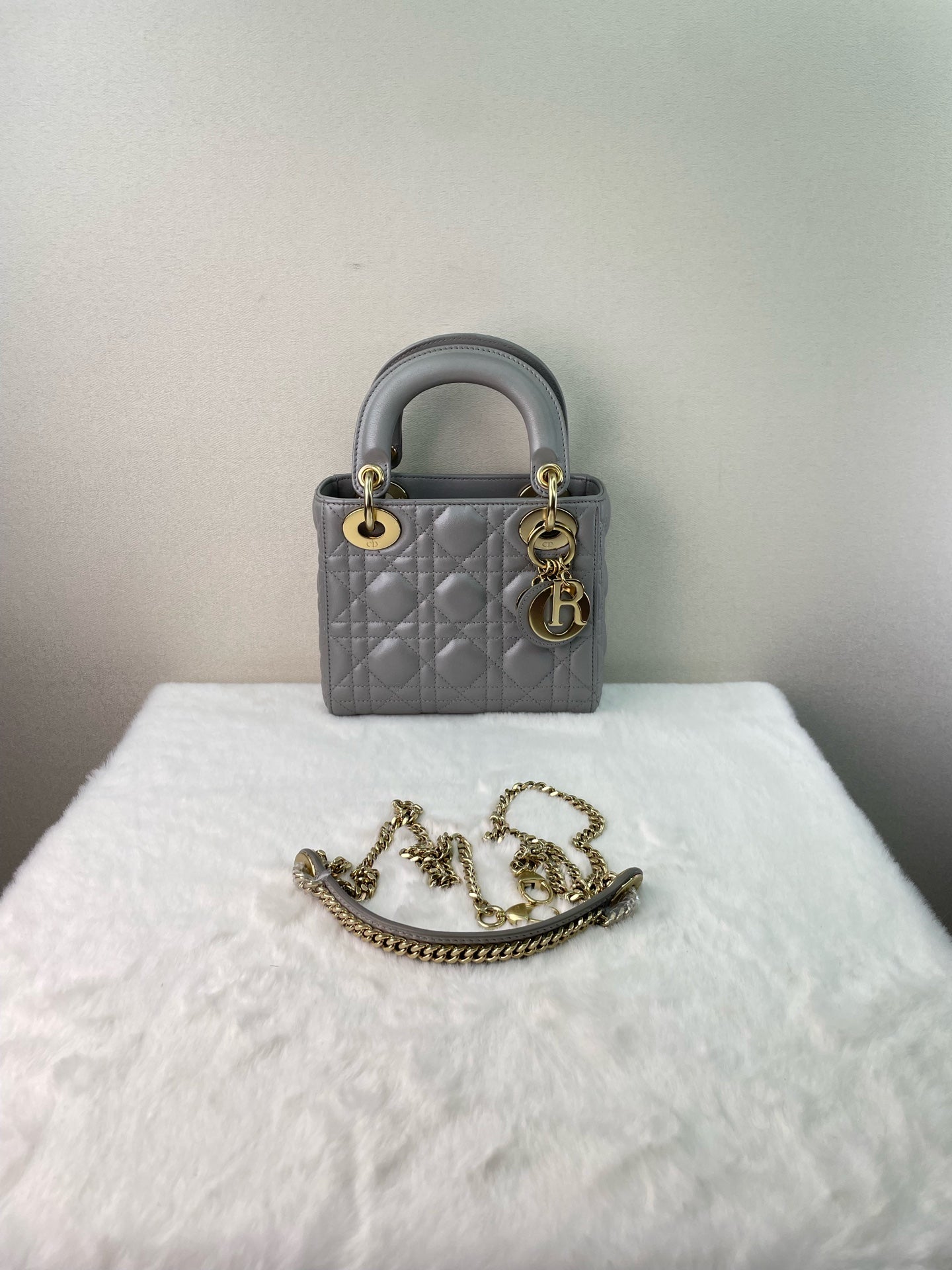 Dior - Lady Dior - Leather - Grey - (mini)