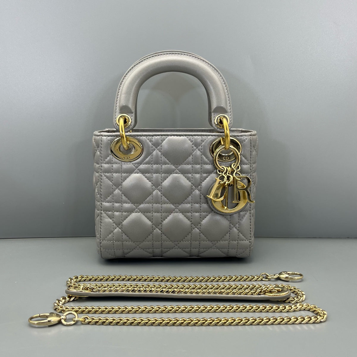 Dior - Lady Dior - Leather - Grey - (mini)