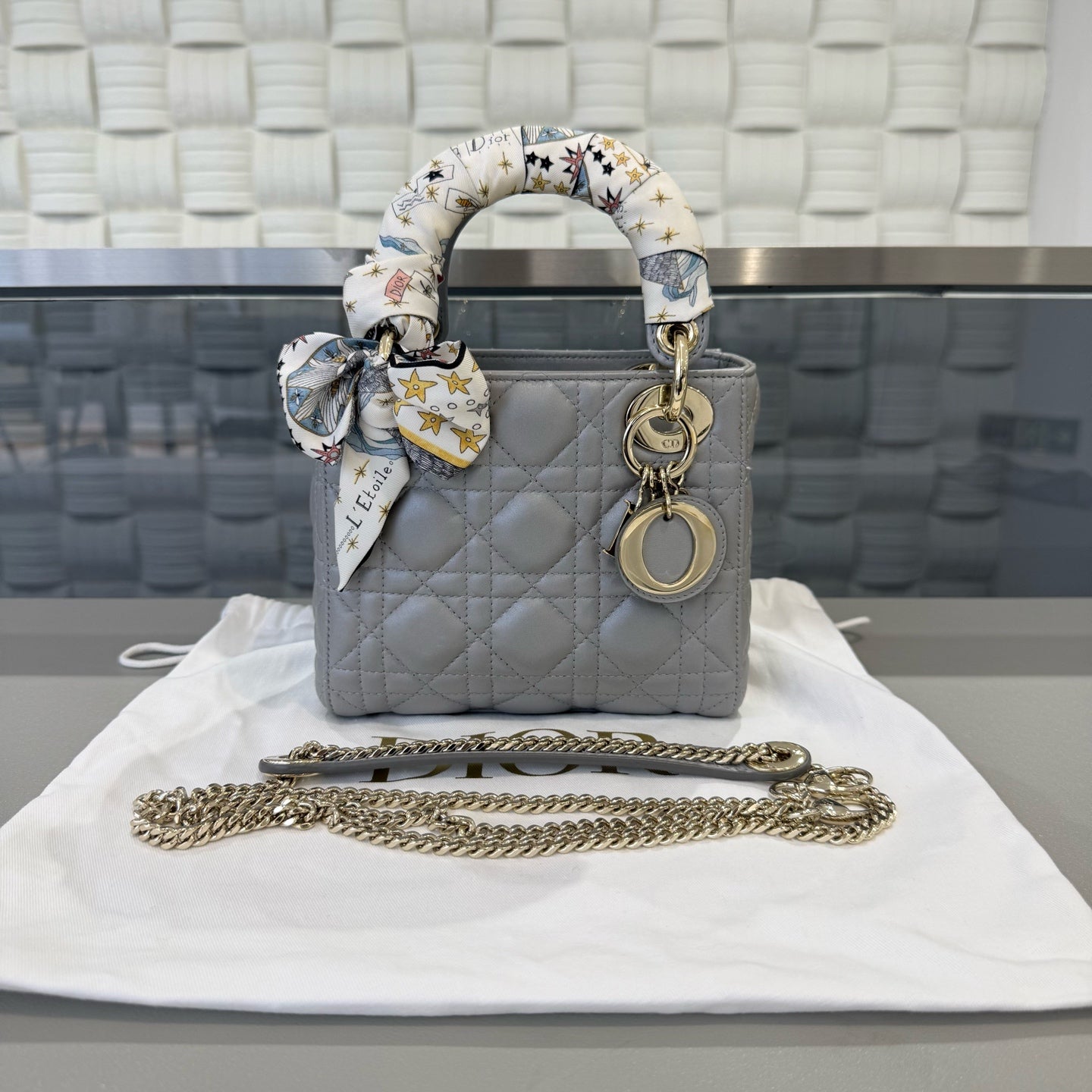 Dior - Lady Dior - Leather - Grey - (mini)