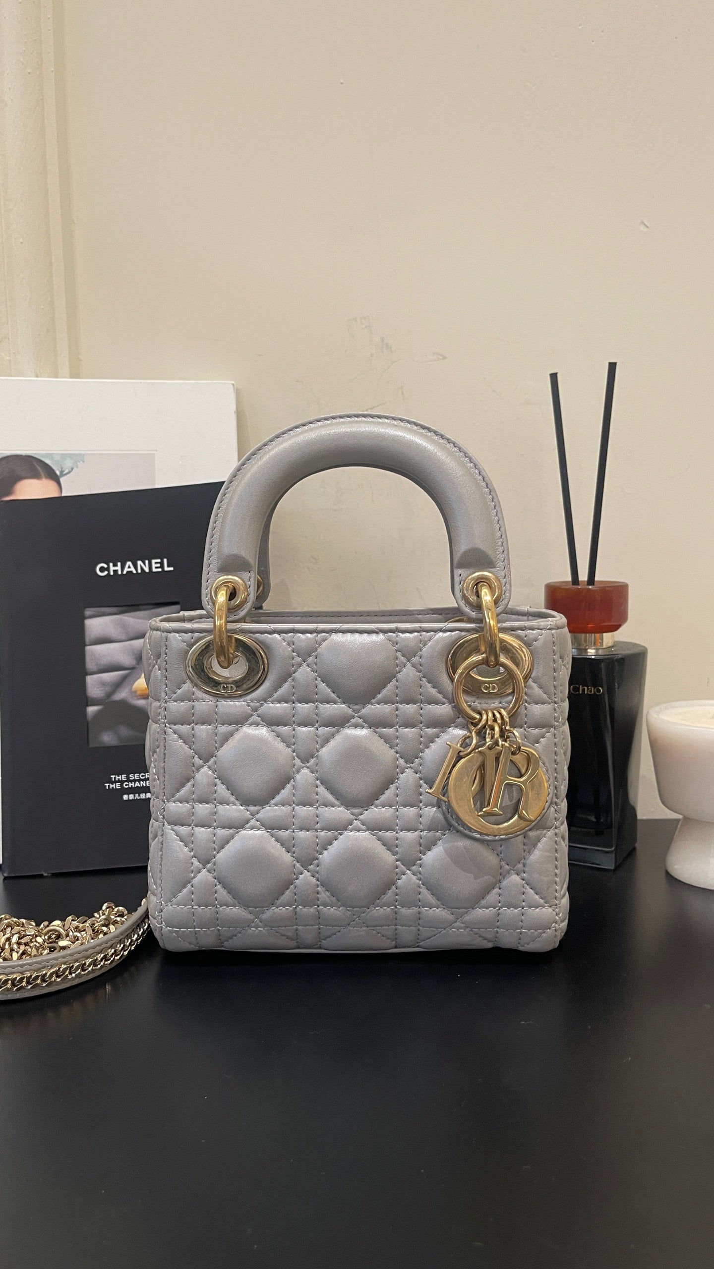 Dior - Lady Dior - Leather - Grey - (mini)