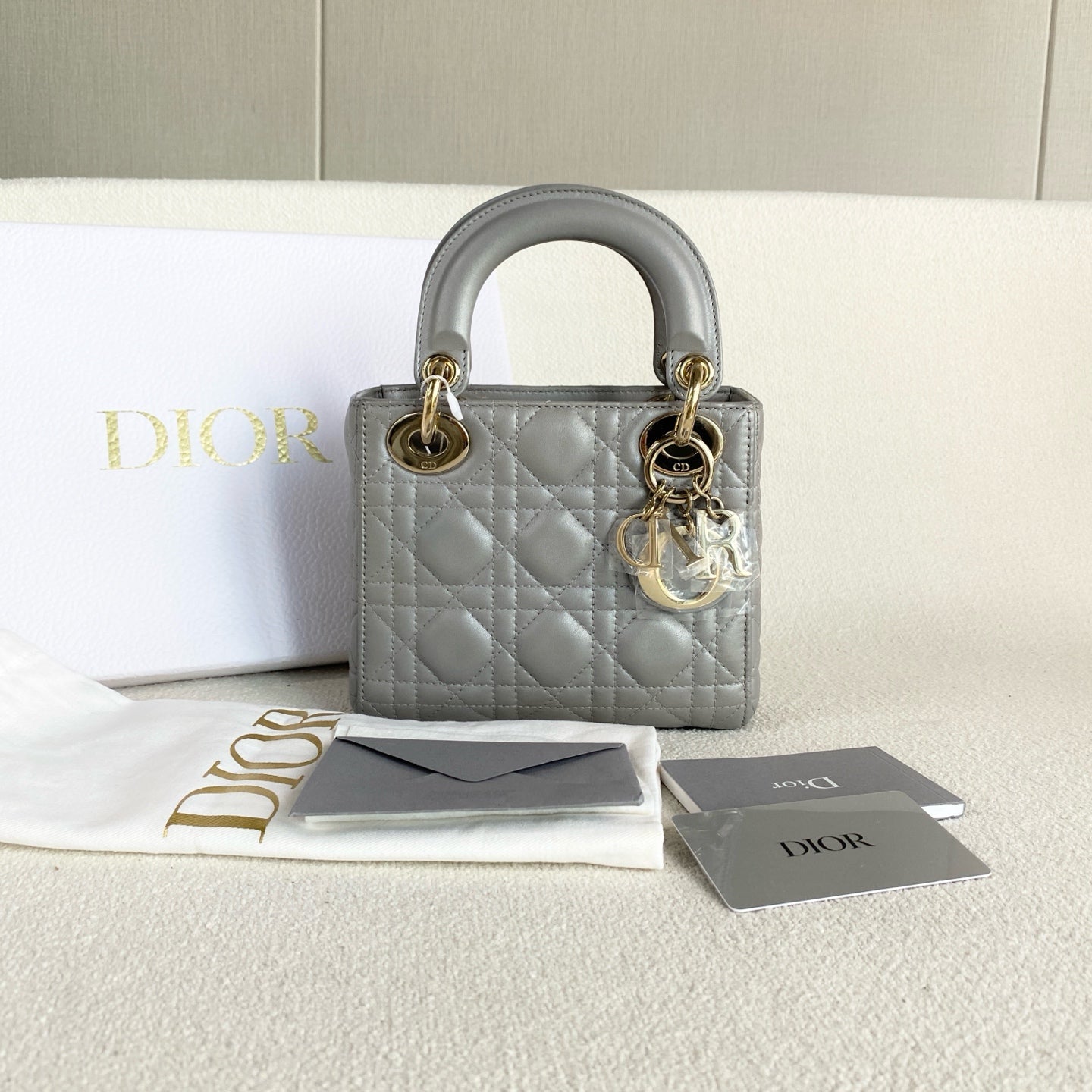 Dior - Lady Dior - Leather - Grey - (mini)