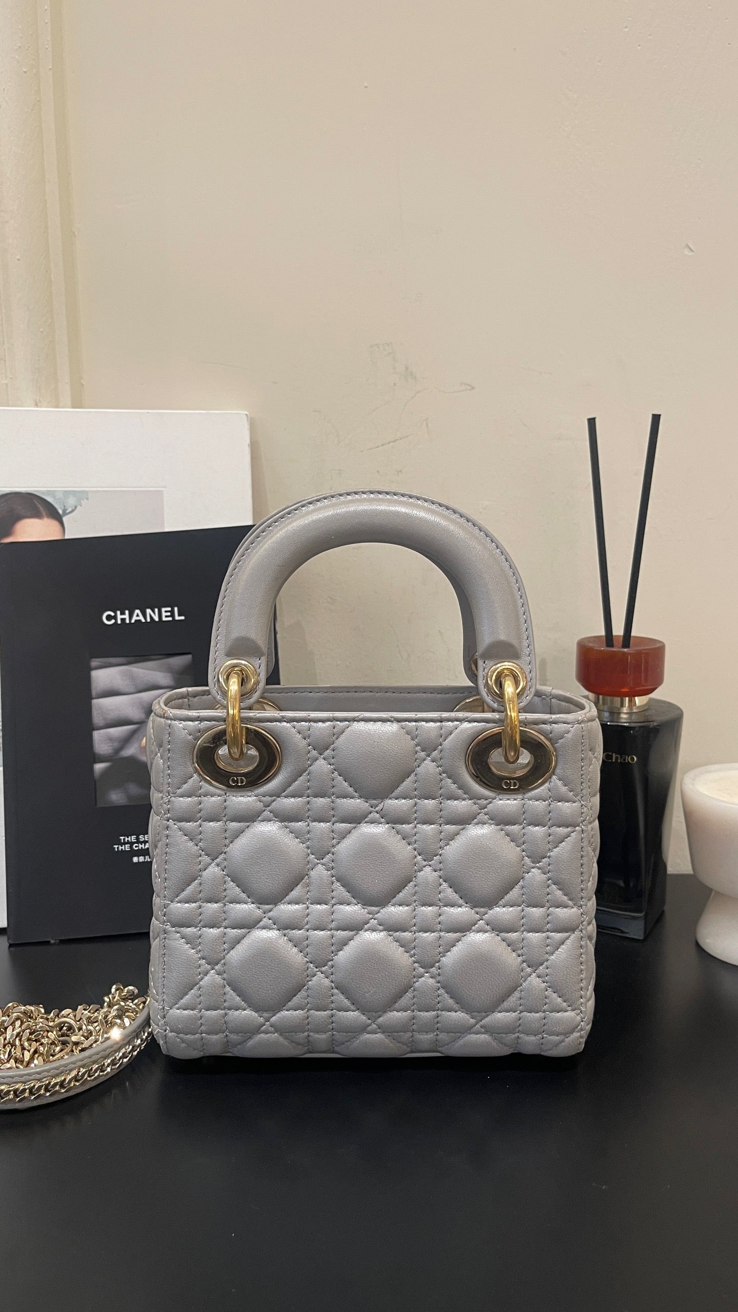 Dior - Lady Dior - Leather - Grey - (mini)