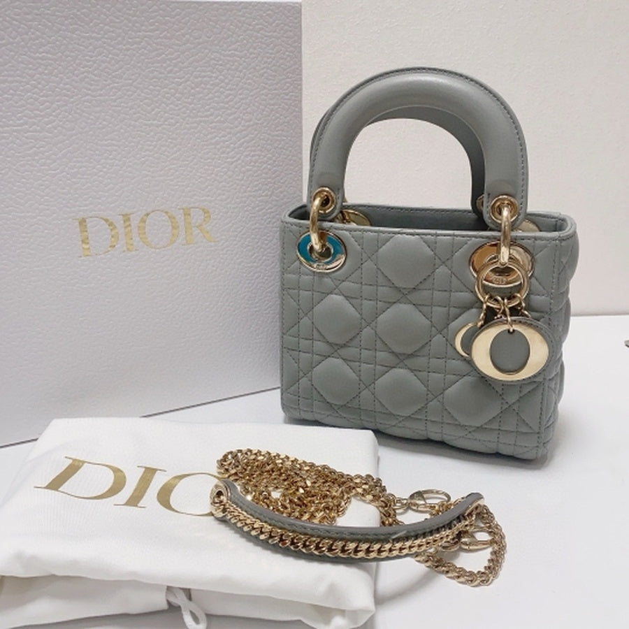 Dior - Lady Dior - Leather - Grey - (mini)