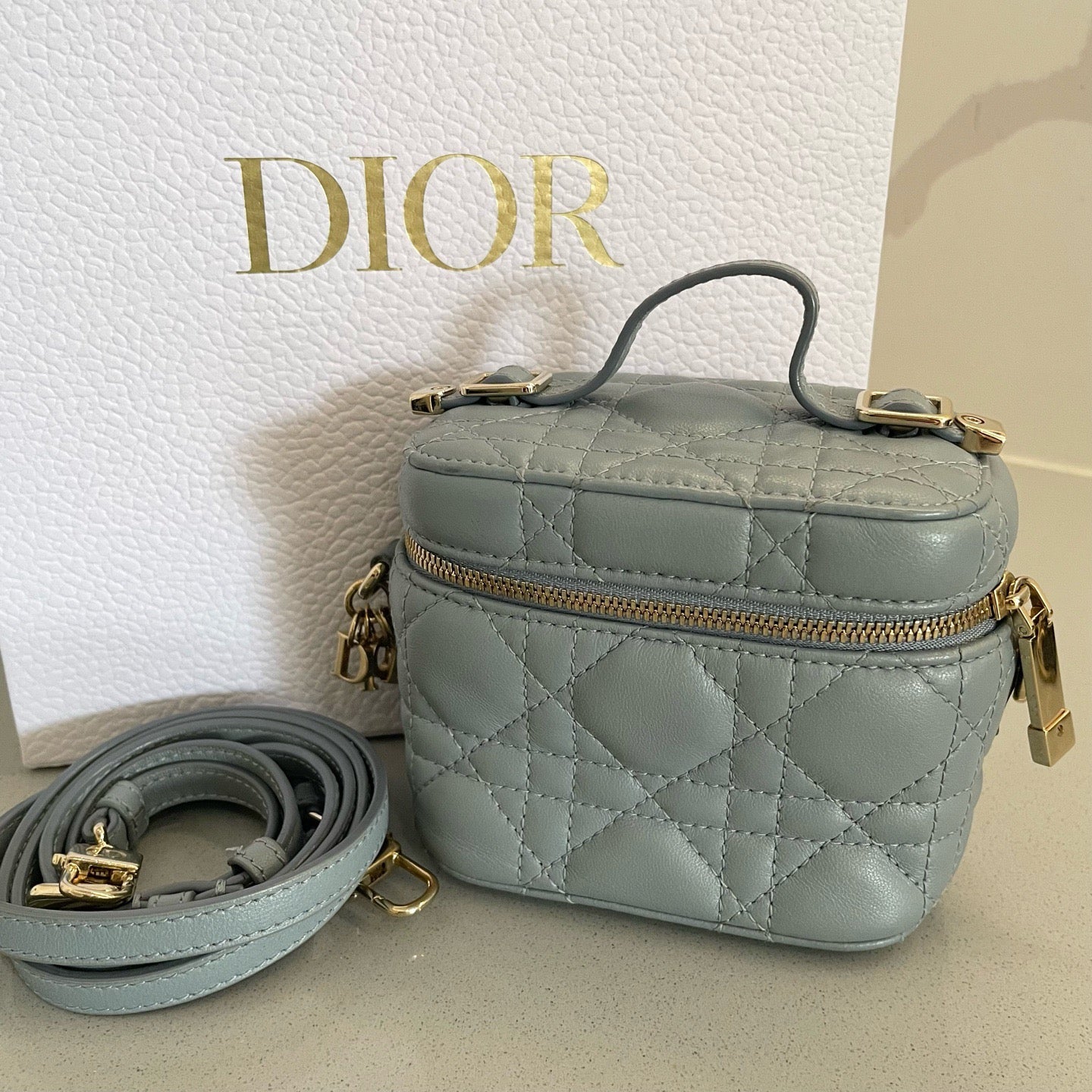 Dior - Lady Dior - Leather - Grey - (mini)