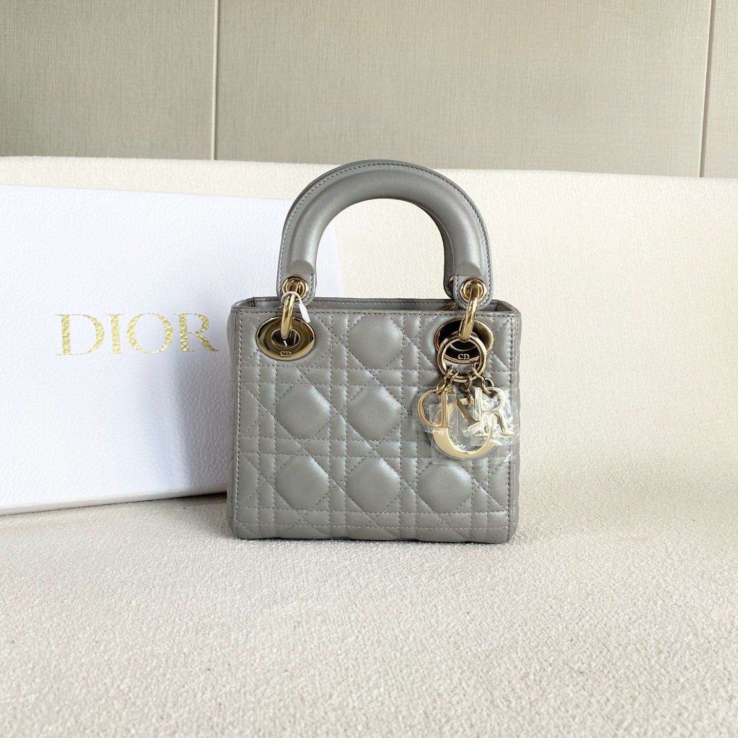 Dior - Lady Dior - Leather - Grey - (mini)