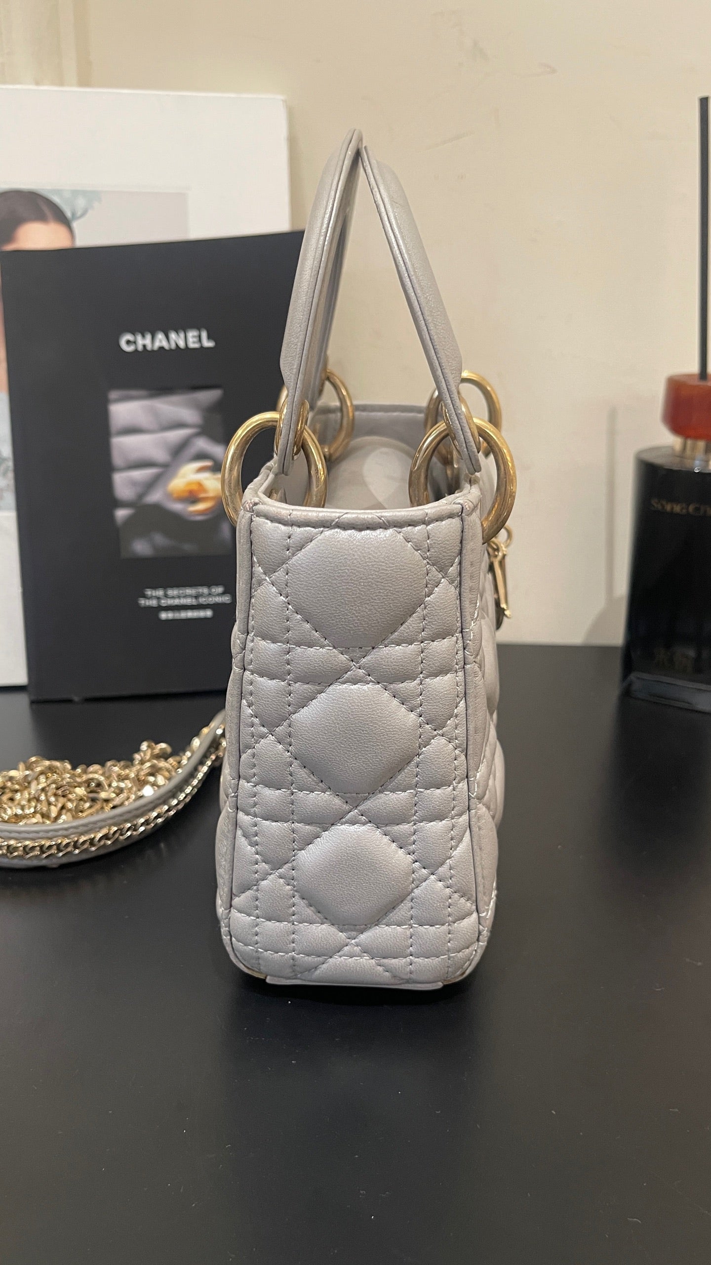 Dior - Lady Dior - Leather - Grey - (mini)