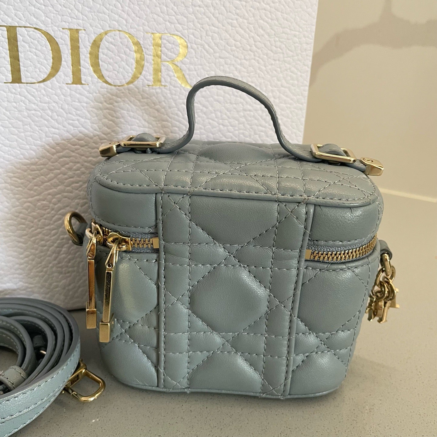 Dior - Lady Dior - Leather - Grey - (mini)