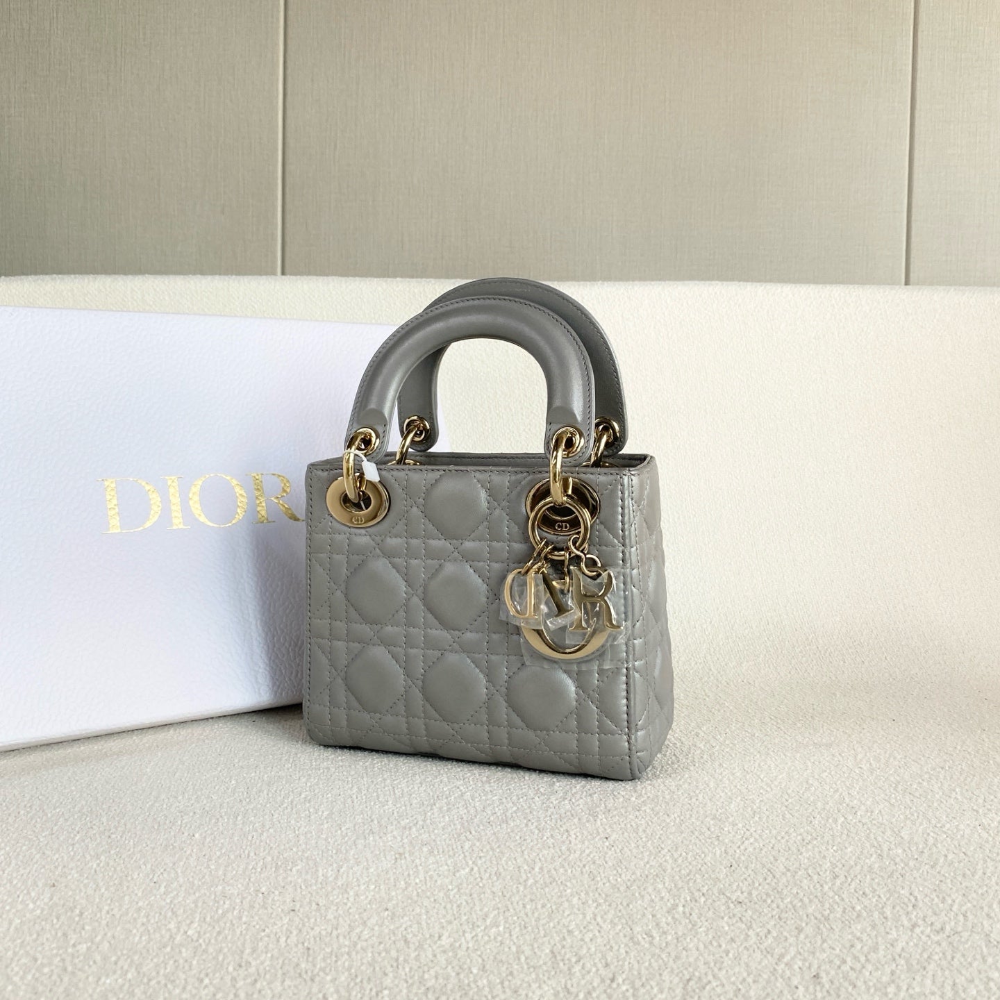 Dior - Lady Dior - Leather - Grey - (mini)