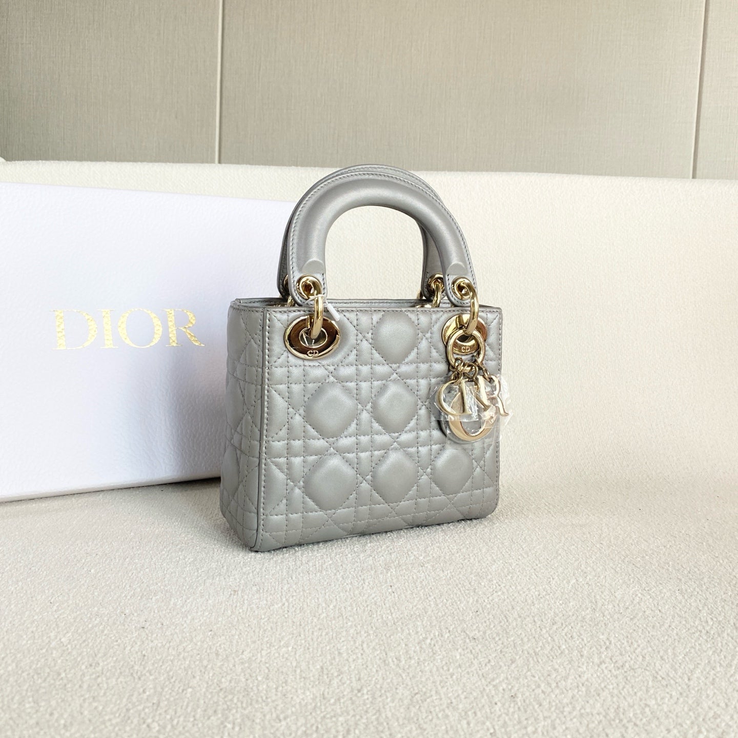 Dior - Lady Dior - Leather - Grey - (mini)