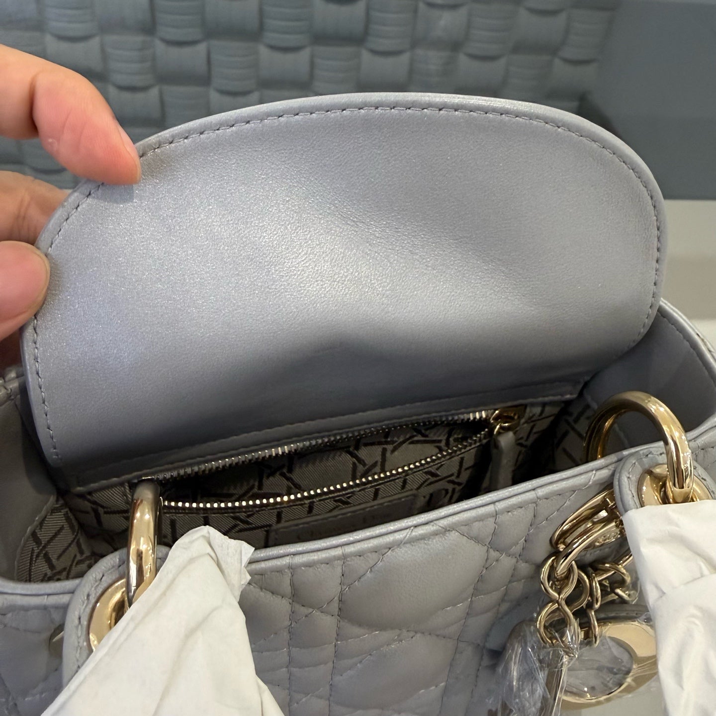 Dior - Lady Dior - Leather - Grey - (mini)