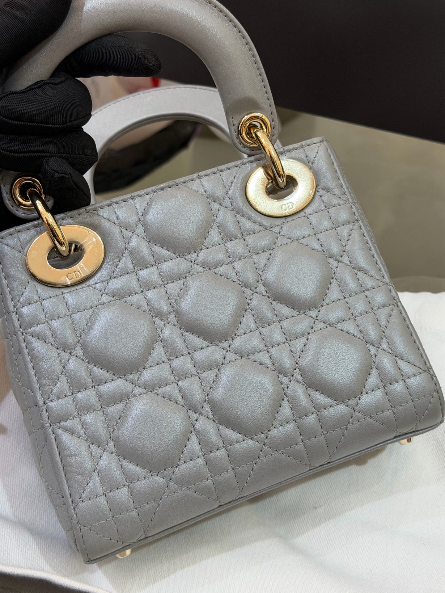 Dior - Lady Dior - Leather - Grey - (mini)