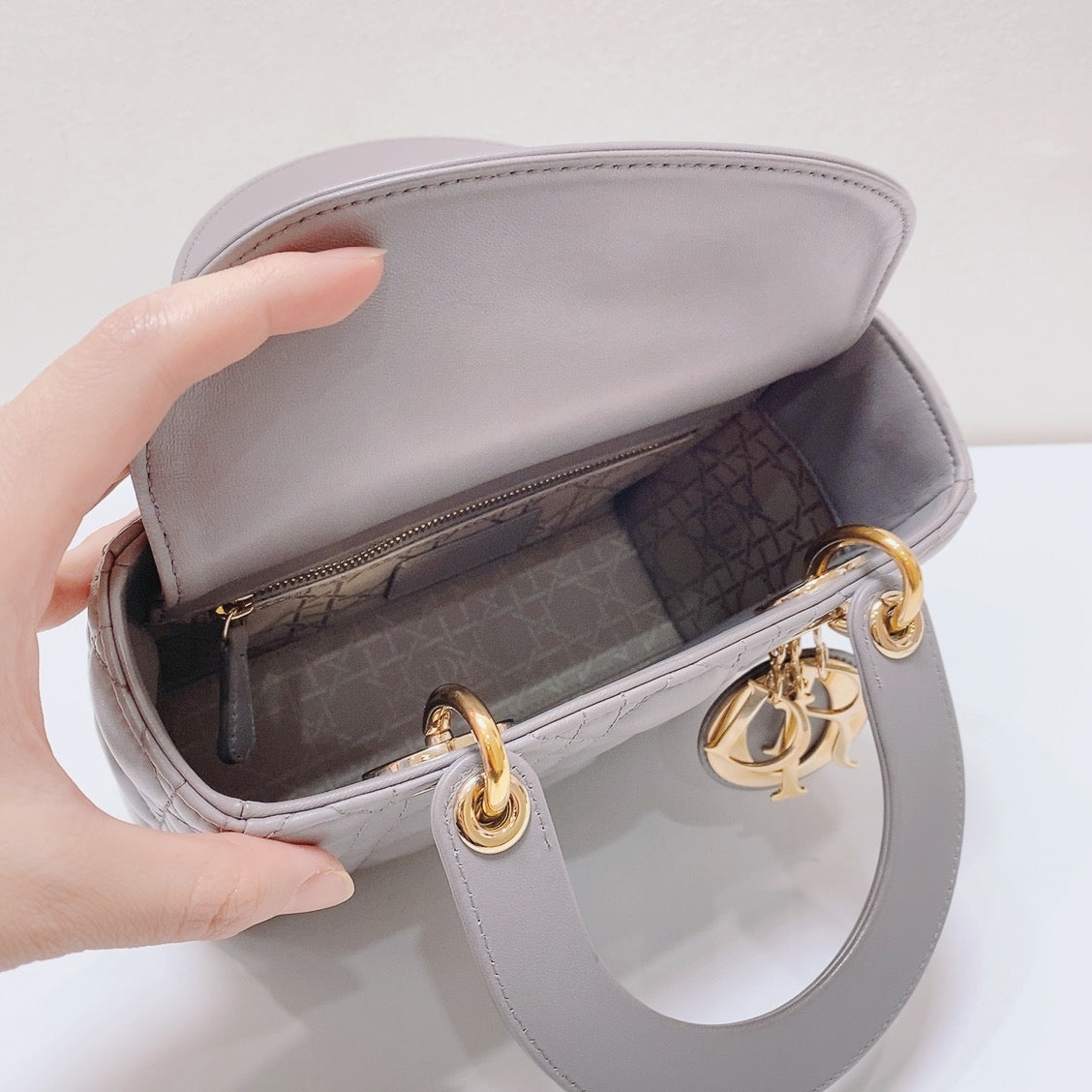 Dior - Lady Dior - Leather - Grey - (mini)