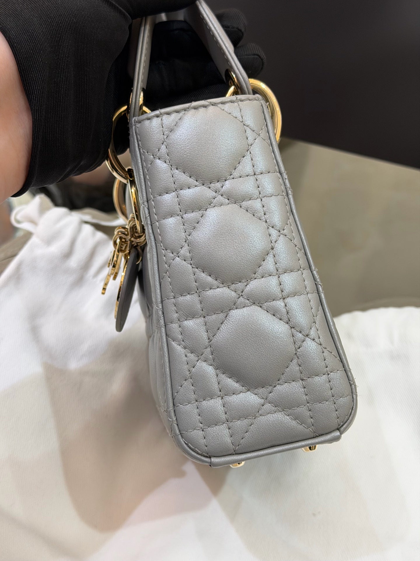 Dior - Lady Dior - Leather - Grey - (mini)