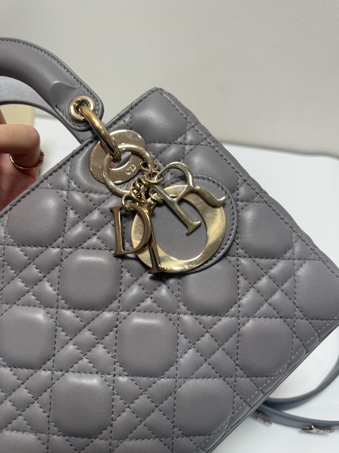 Dior - Lady Dior - Leather - Grey - (mini)