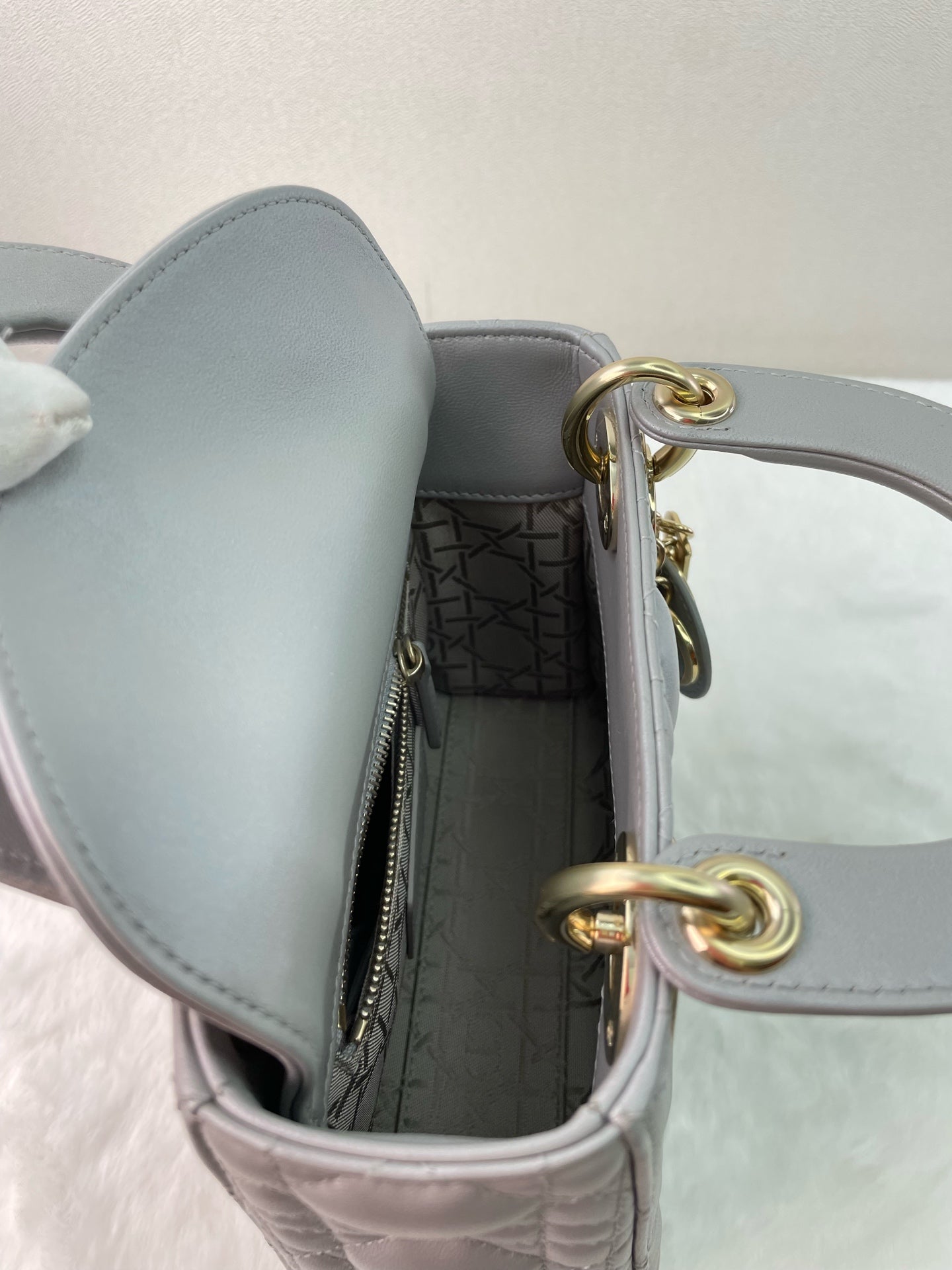 Dior - Lady Dior - Leather - Grey - (mini)