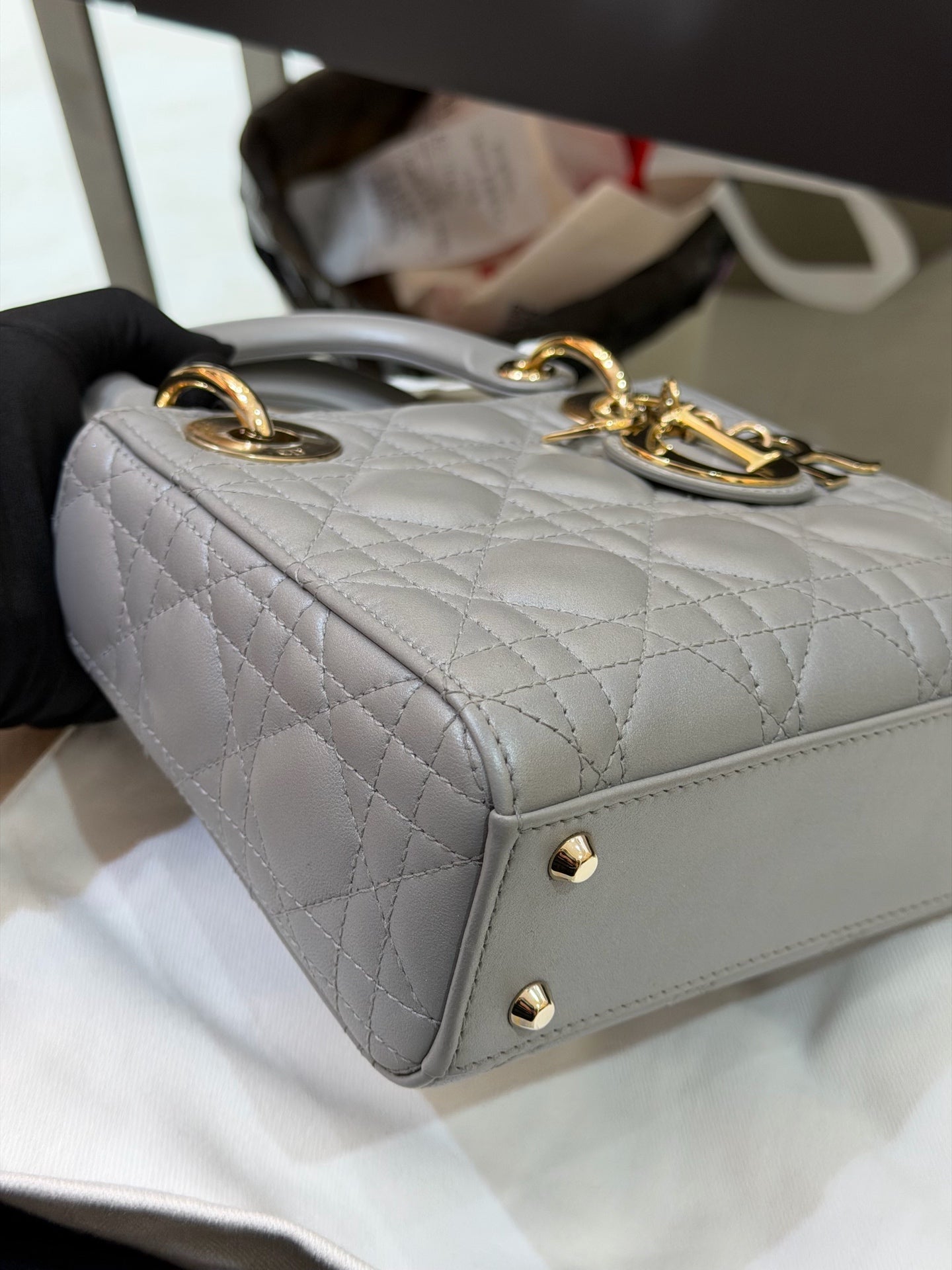 Dior - Lady Dior - Leather - Grey - (mini)
