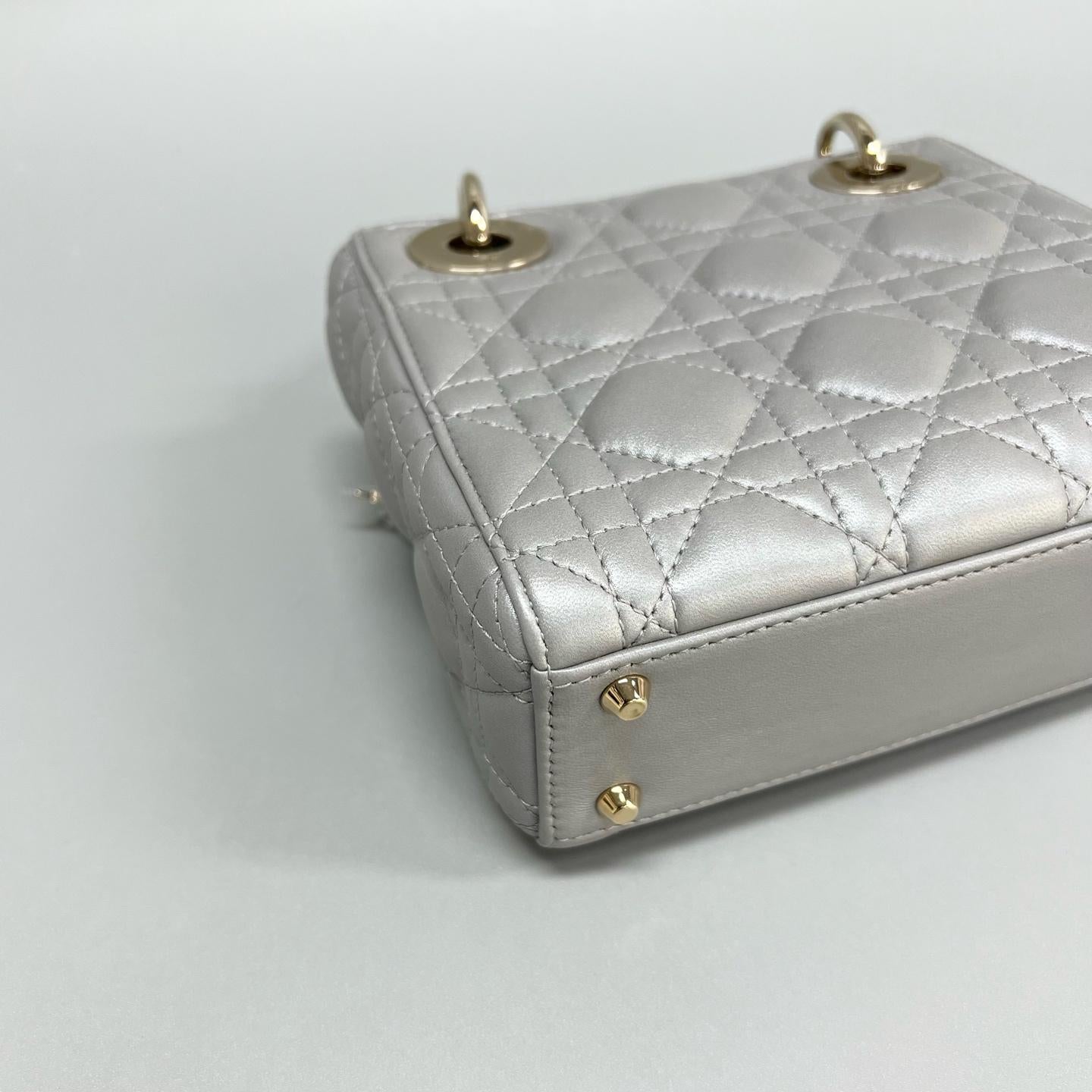 Dior - Lady Dior - Leather - Grey - (mini)