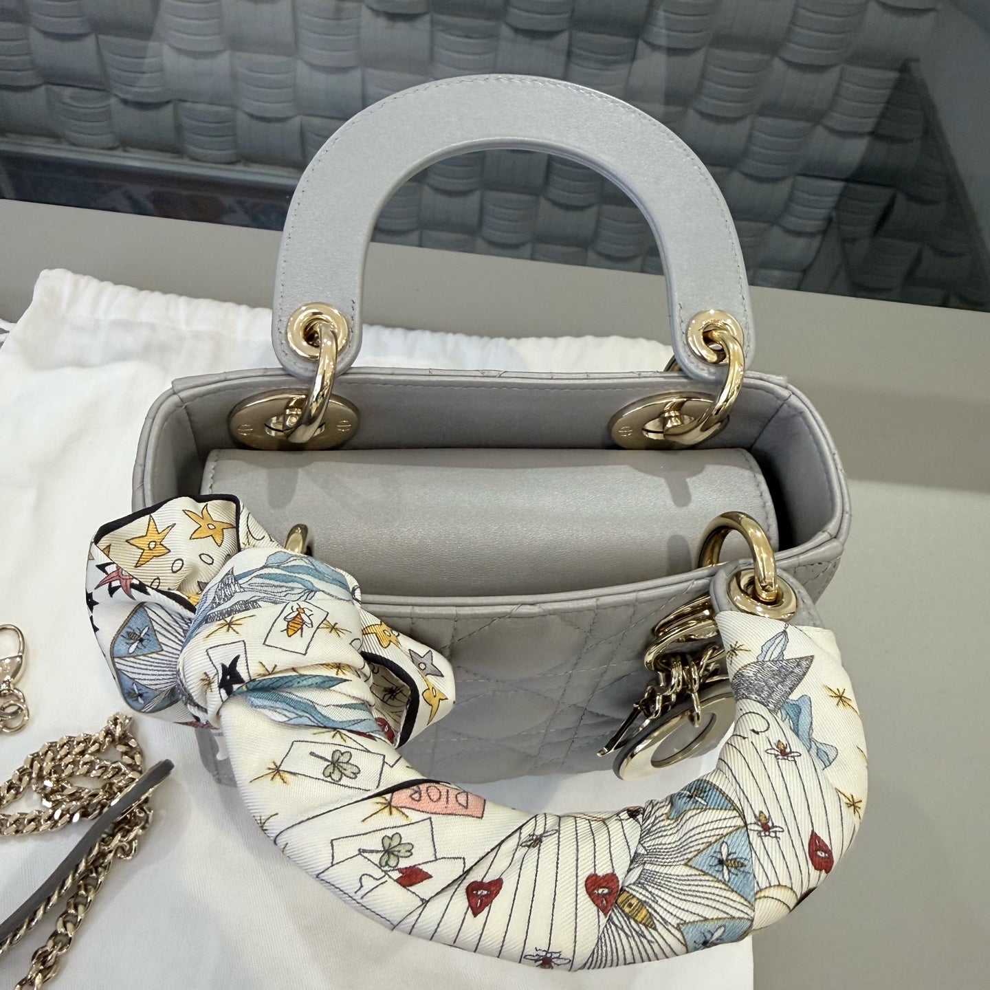 Dior - Lady Dior - Leather - Grey - (mini)