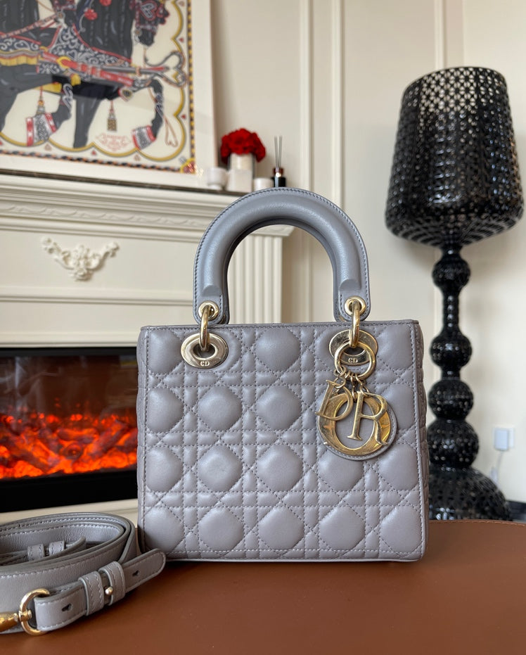Dior - Lady Dior - Leather - Grey - (small)