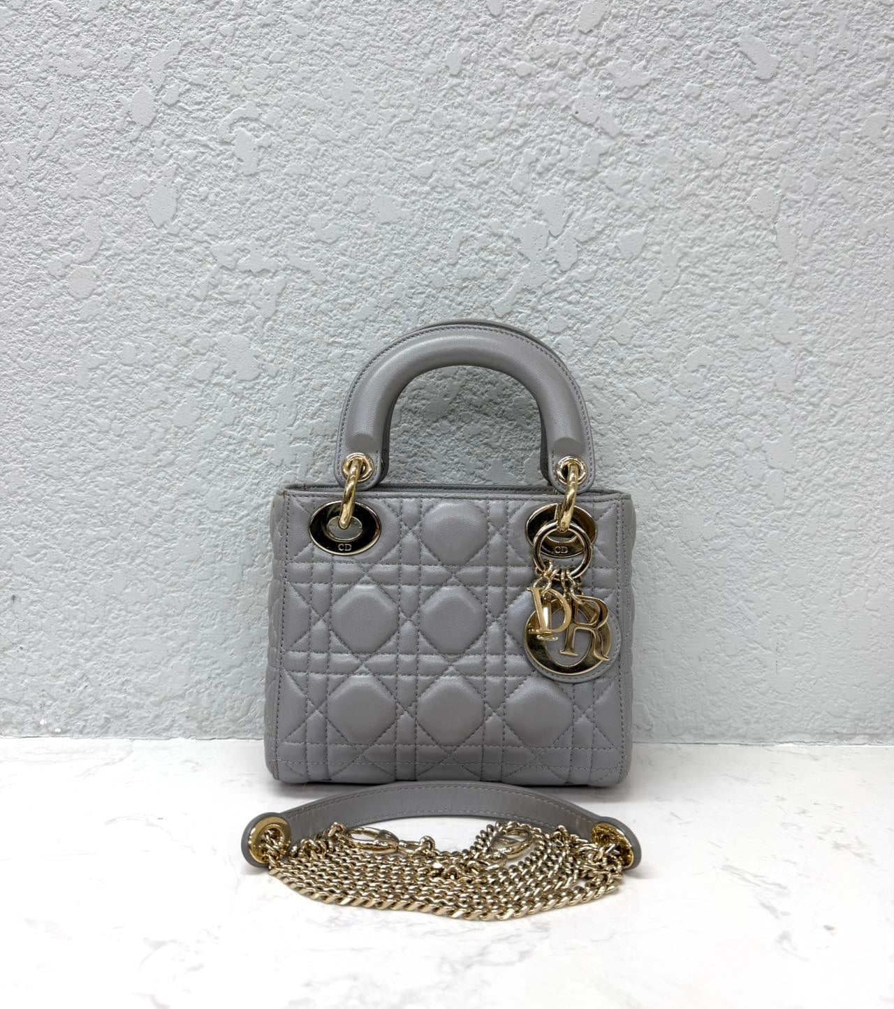 Dior - Lady Dior - Leather - Grey - (small)