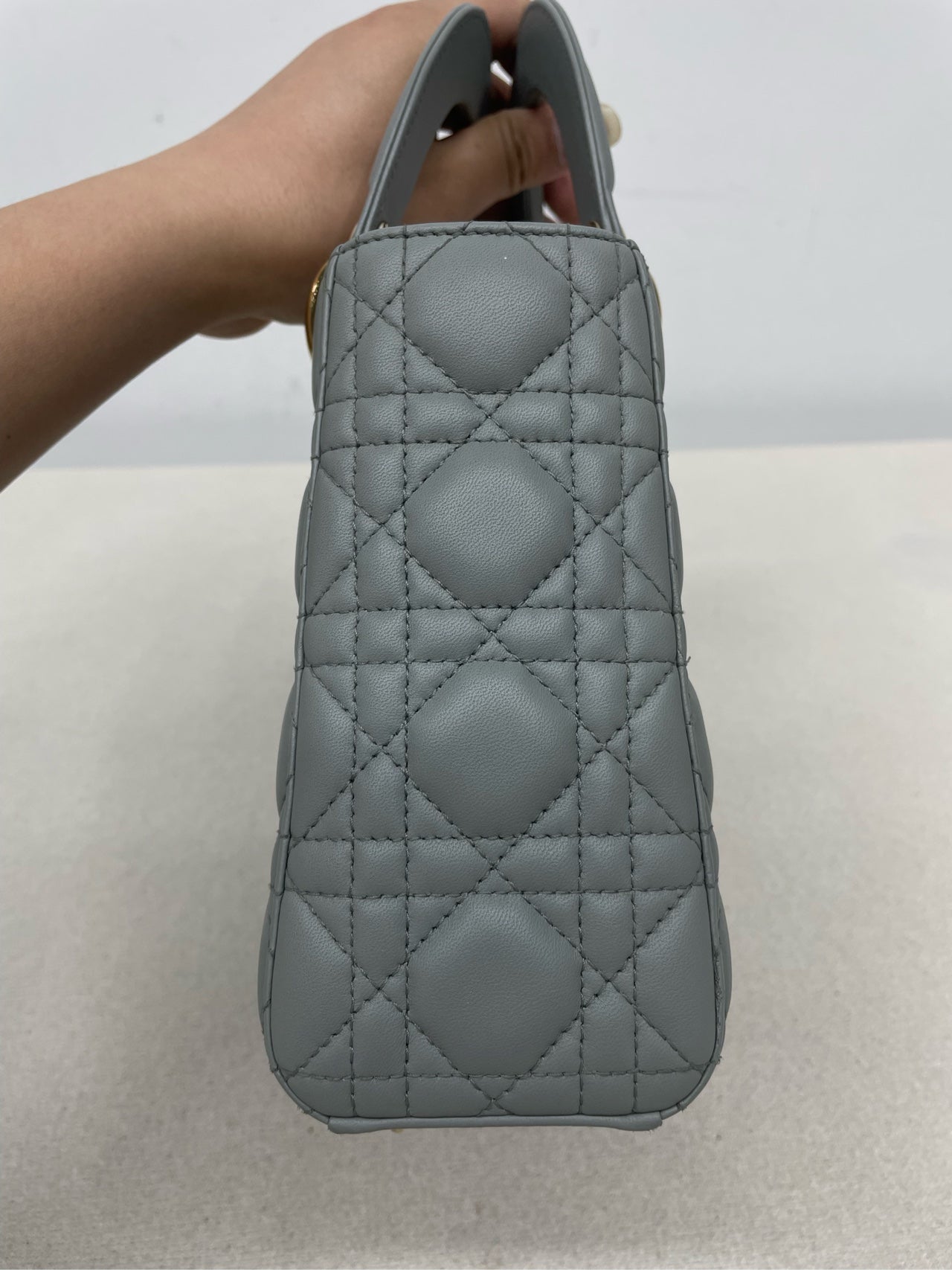 Dior - Lady Dior - Leather - Grey - (small)
