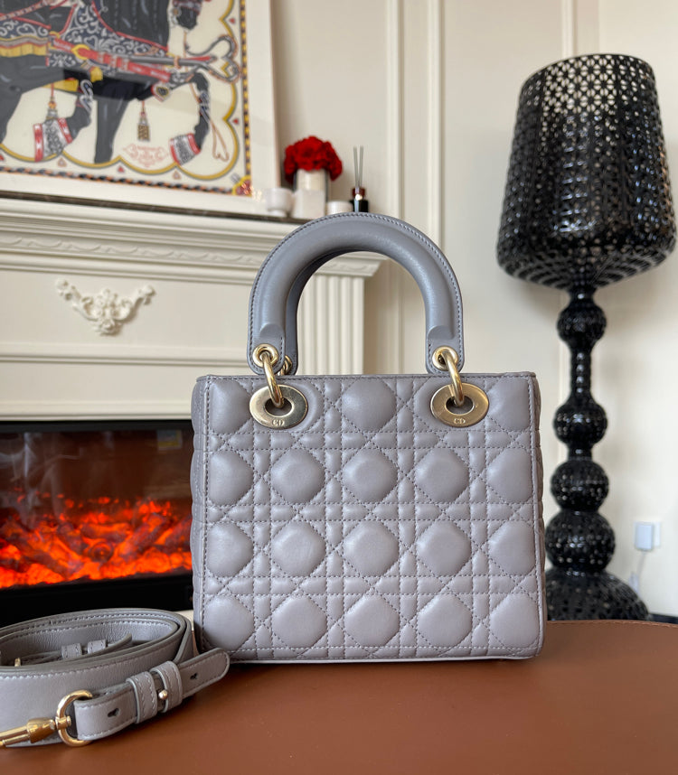 Dior - Lady Dior - Leather - Grey - (small)