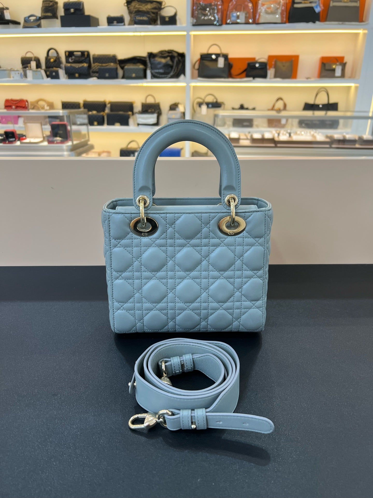 Dior - Lady Dior - Leather - Grey - (small)