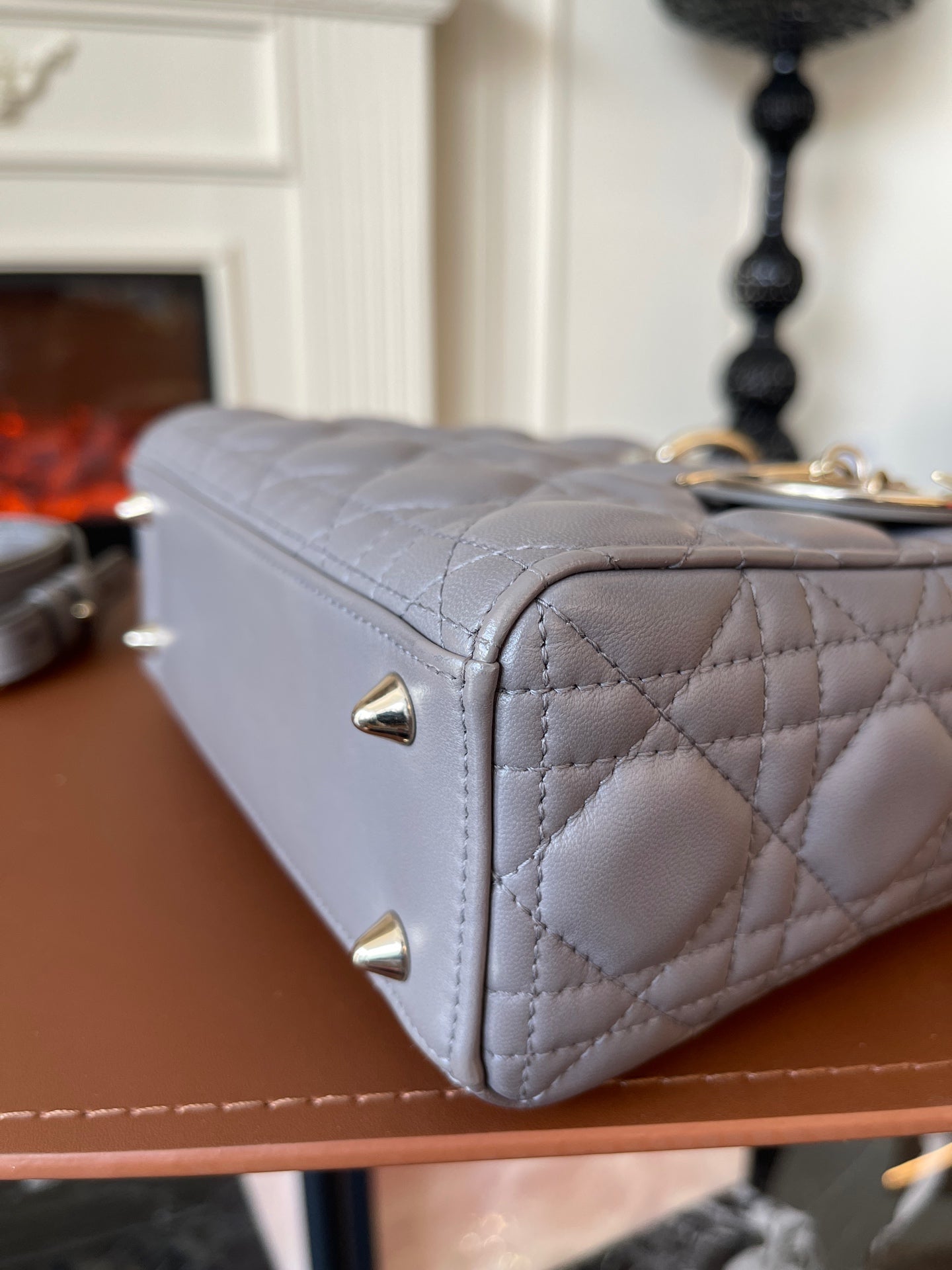 Dior - Lady Dior - Leather - Grey - (small)