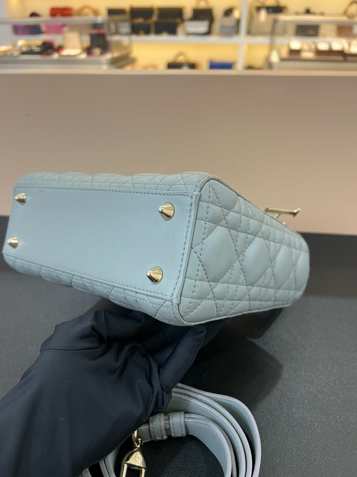 Dior - Lady Dior - Leather - Grey - (small)