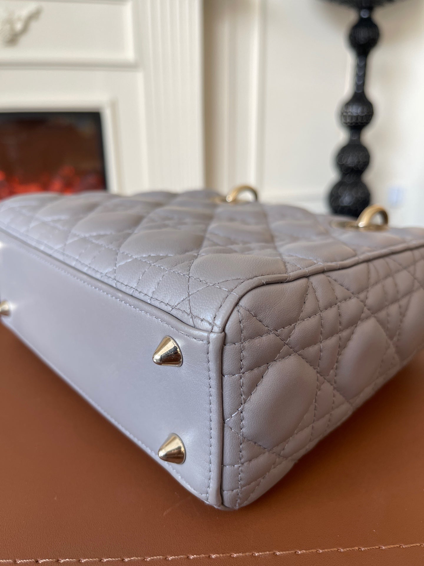 Dior - Lady Dior - Leather - Grey - (small)