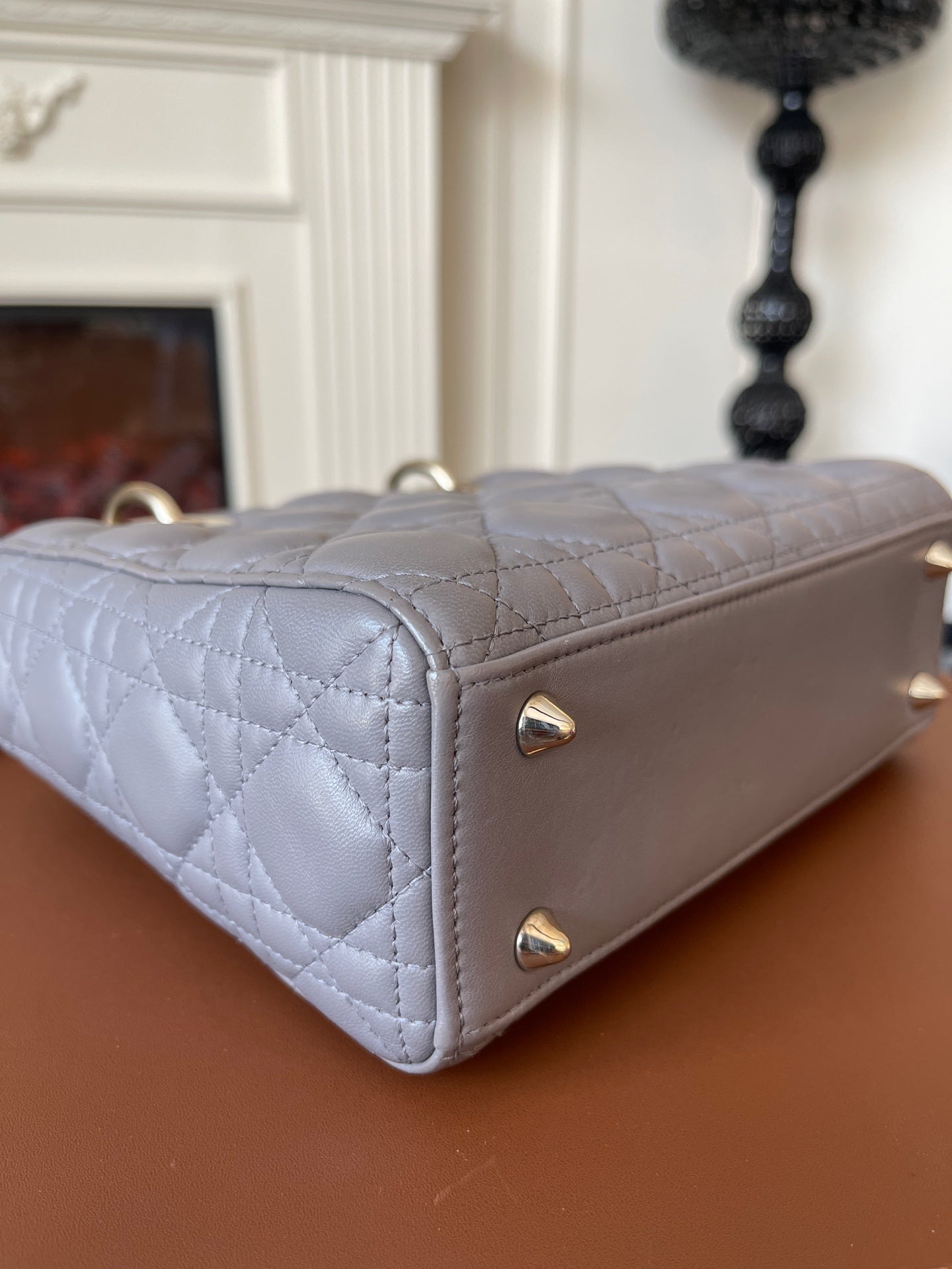 Dior - Lady Dior - Leather - Grey - (small)
