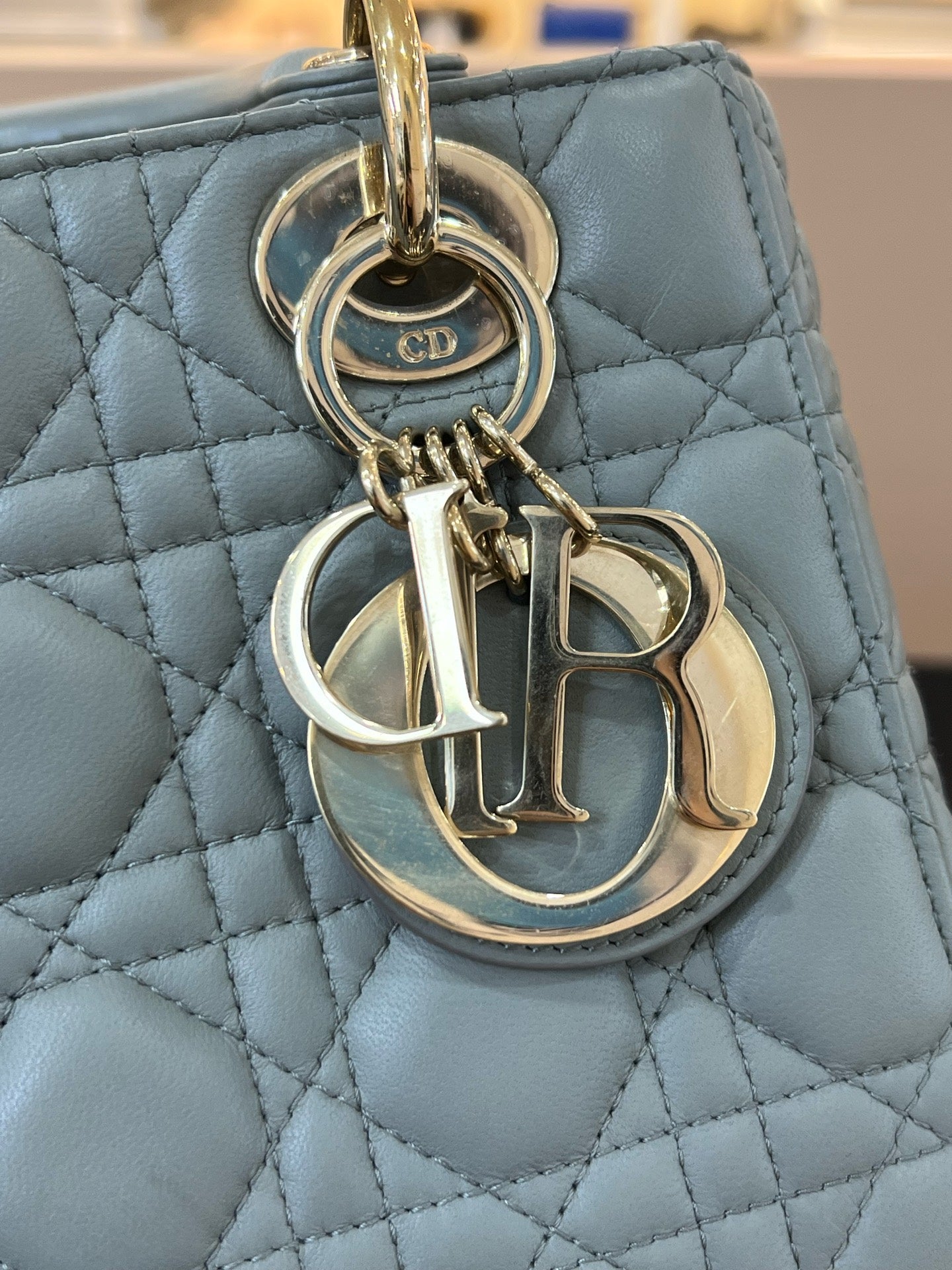 Dior - Lady Dior - Leather - Grey - (small)