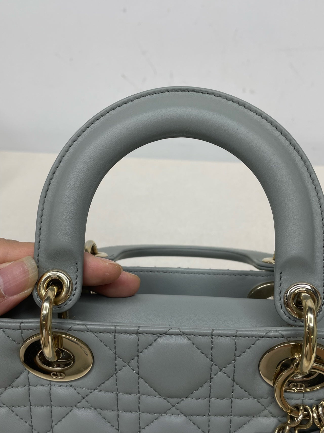 Dior - Lady Dior - Leather - Grey - (small)