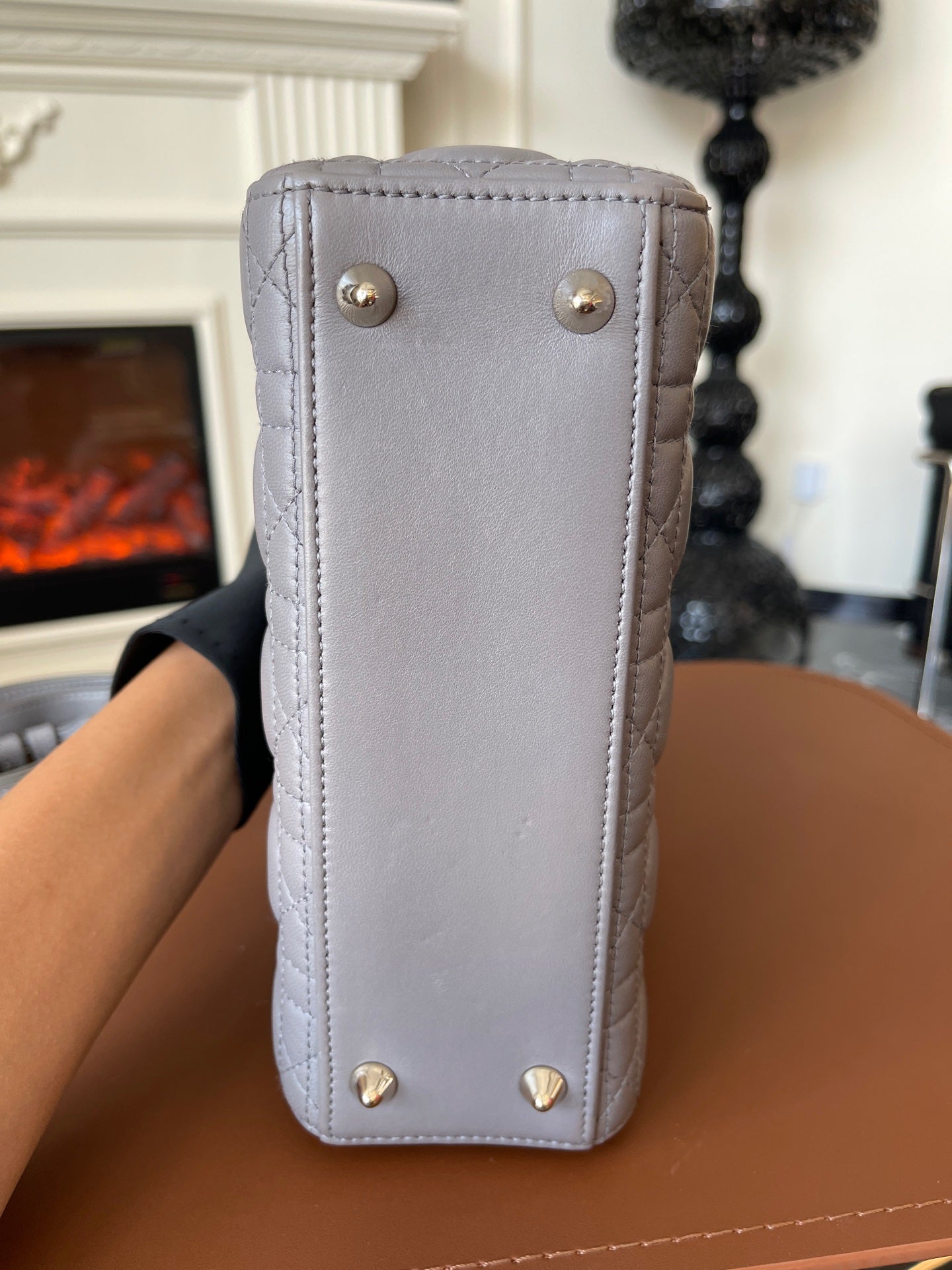 Dior - Lady Dior - Leather - Grey - (small)