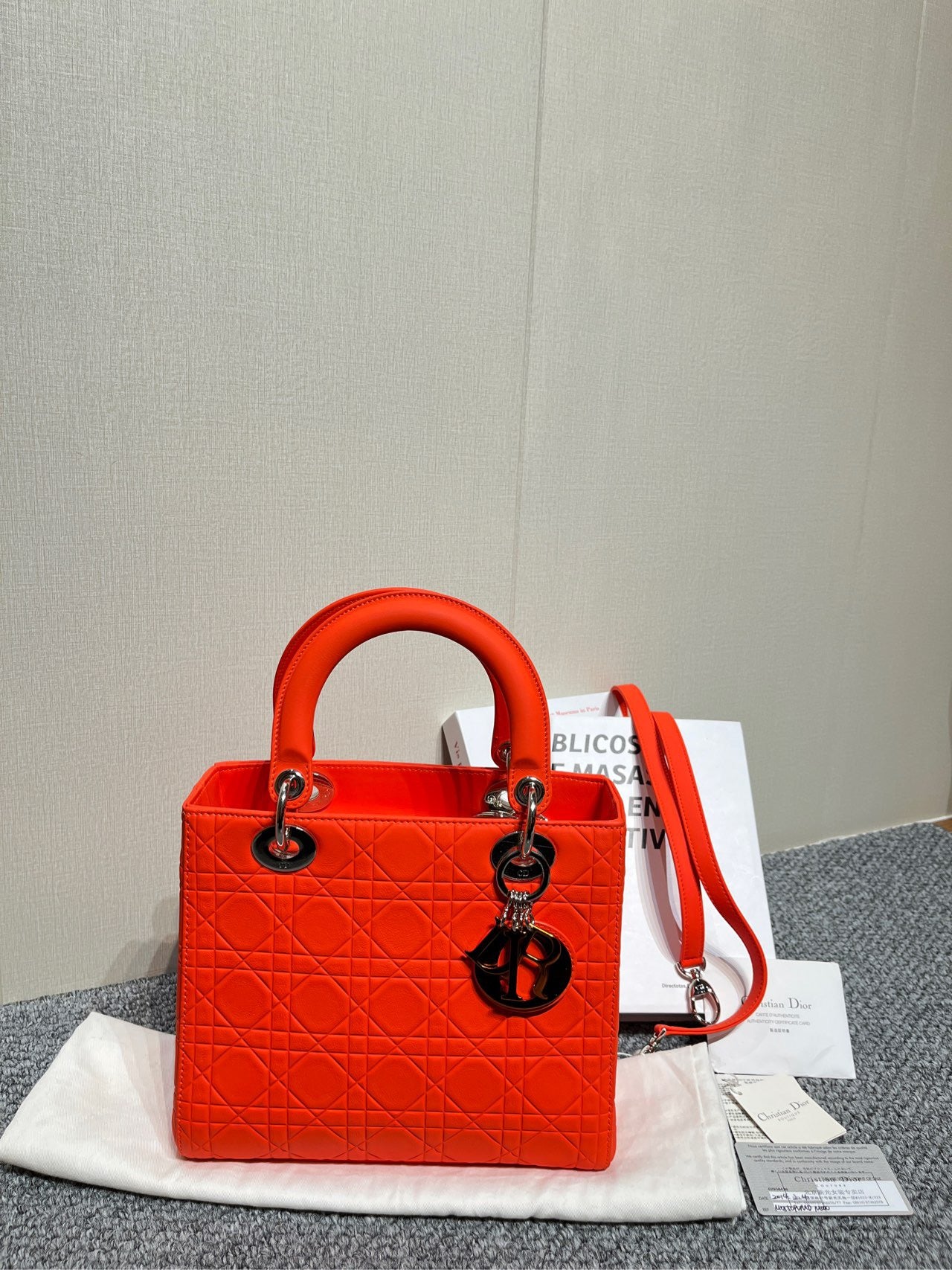 Dior - Lady Dior - Leather - Orange - (medium)