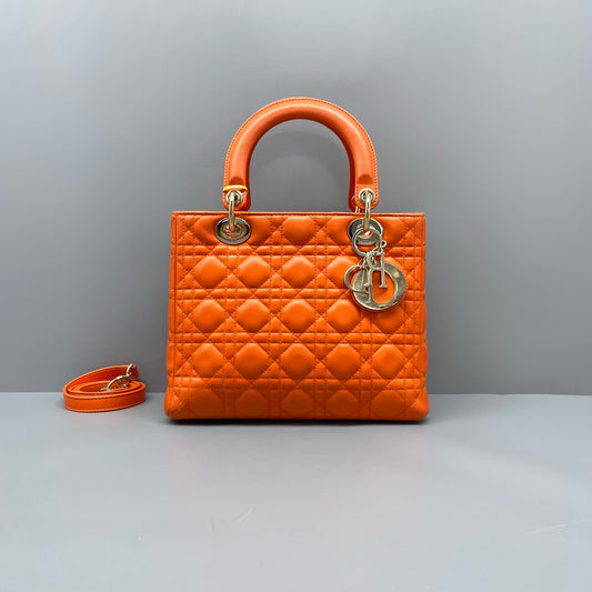 Dior - Lady Dior - Leather - Orange - (medium)