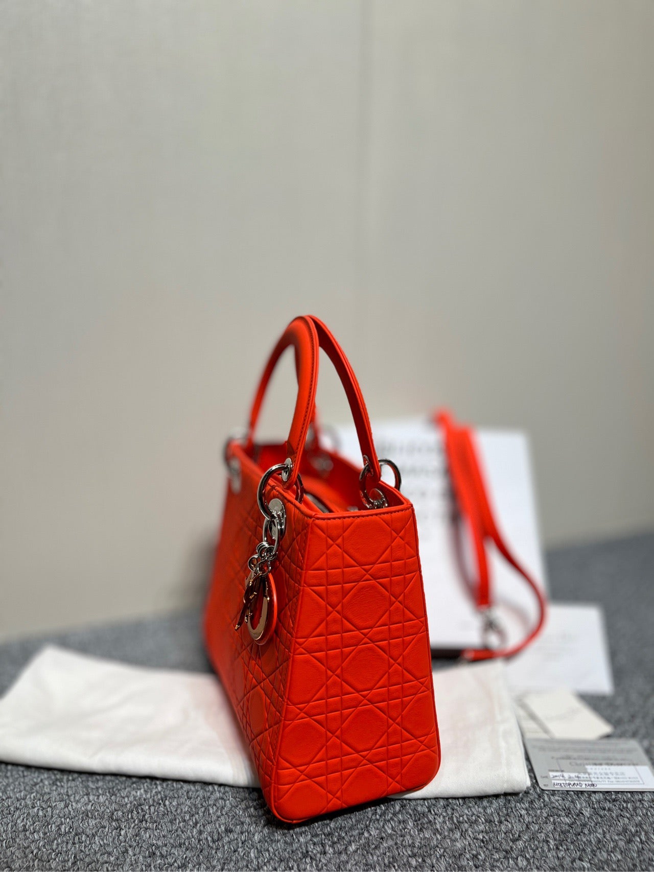 Dior - Lady Dior - Leather - Orange - (medium)