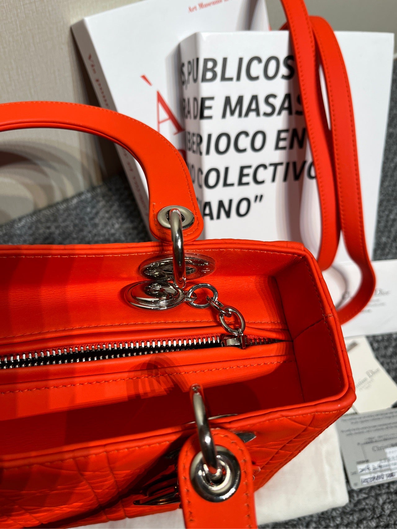 Dior - Lady Dior - Leather - Orange - (medium)