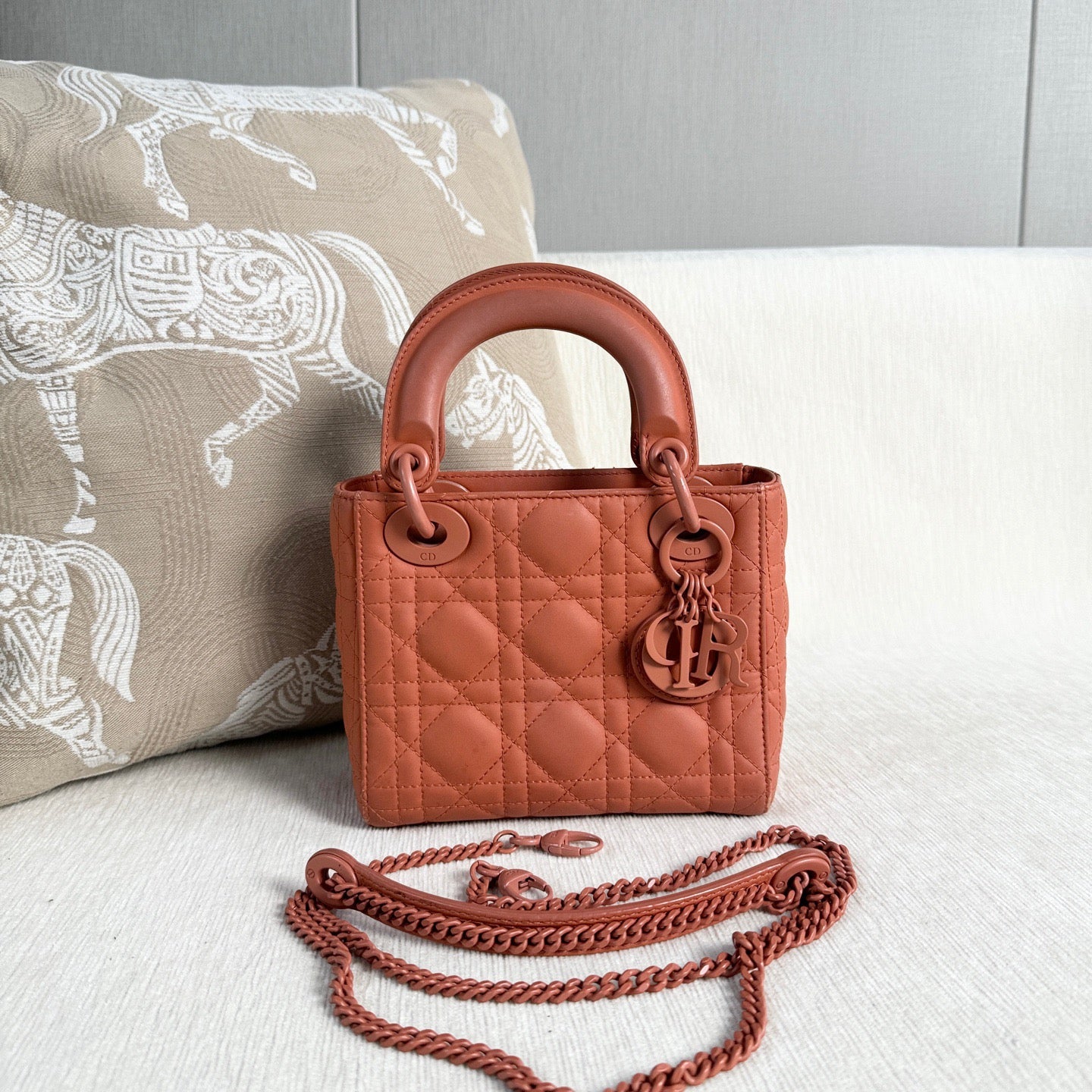 Dior - Lady Dior - Leather - Orange - (mini)