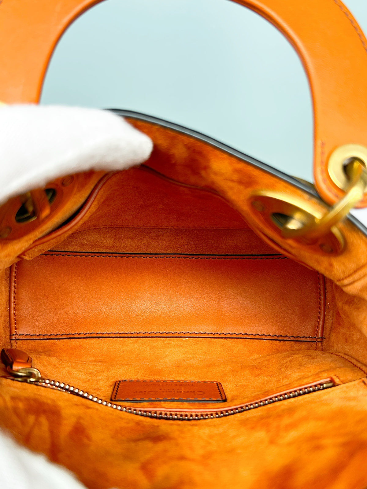 Dior - Lady Dior - Leather - Orange - (mini)