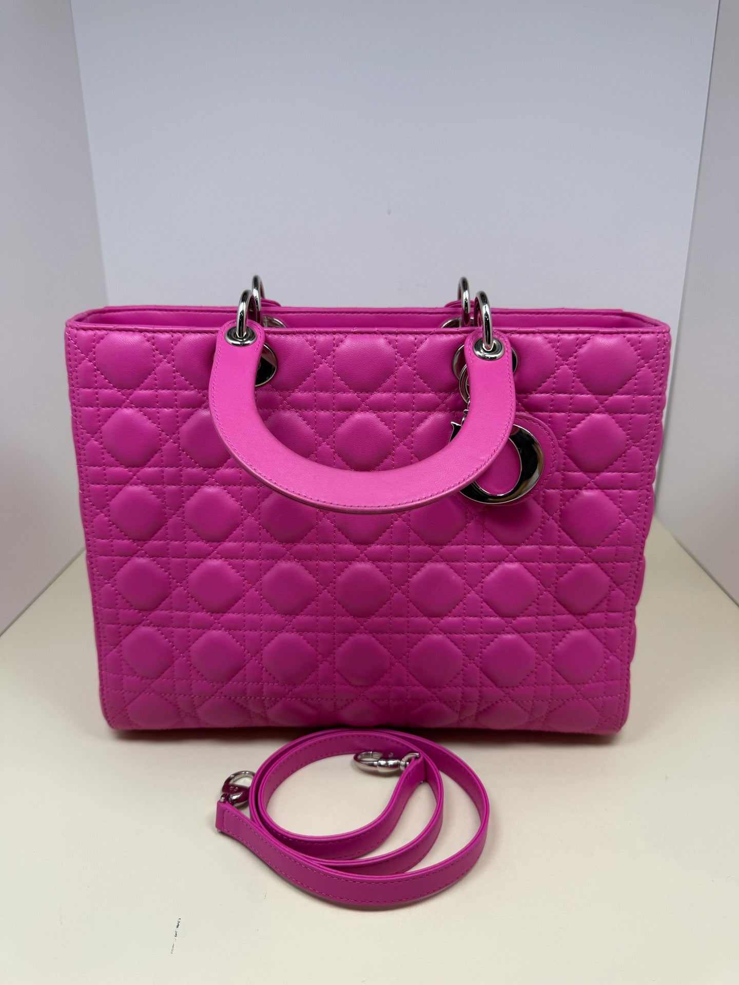 Dior - Lady Dior - Leather - Pink - (large)