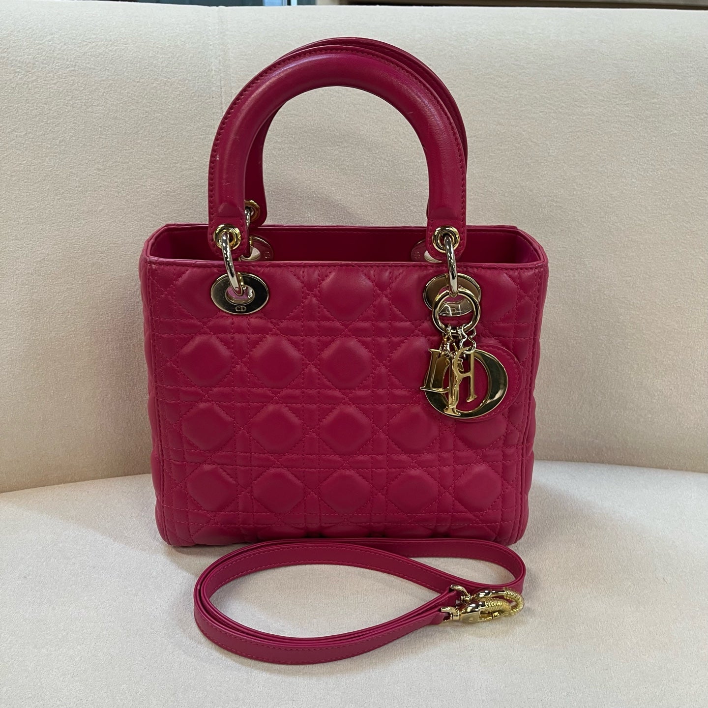Dior - Lady Dior - Leather - Pink - (medium)