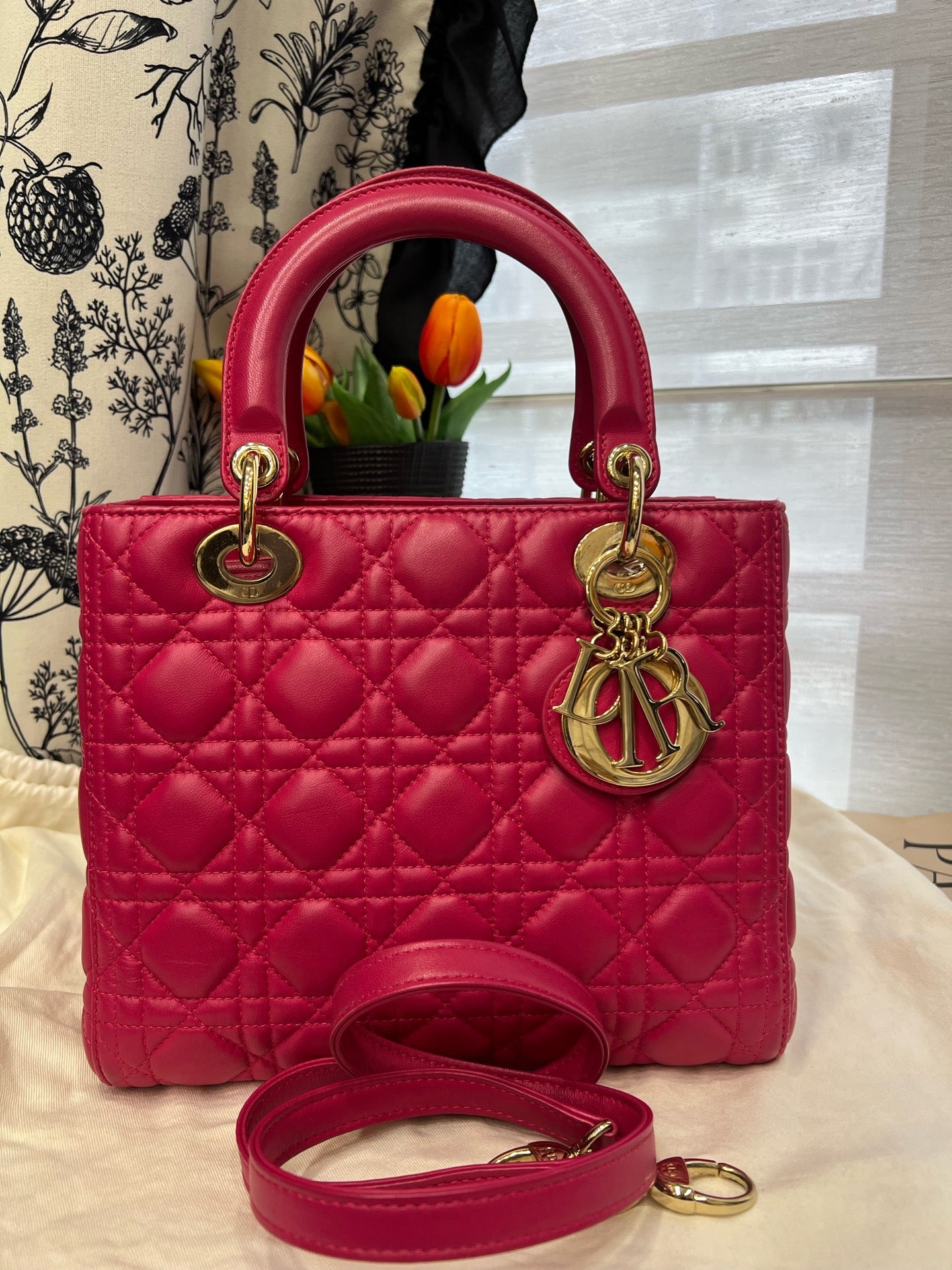 Dior - Lady Dior - Leather - Pink - (medium)