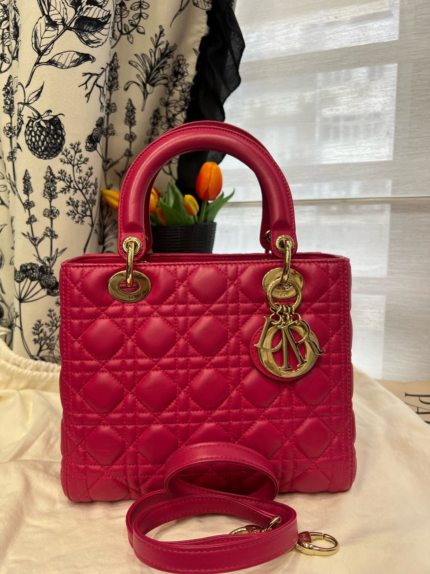 Dior - Lady Dior - Leather - Pink - (medium)