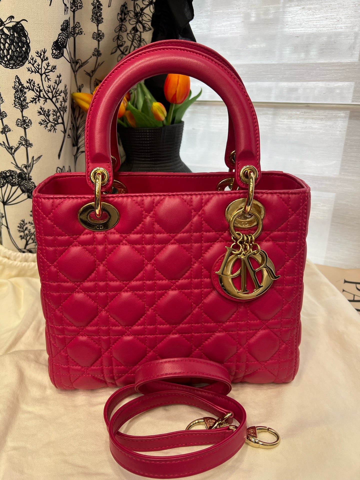 Dior - Lady Dior - Leather - Pink - (medium)