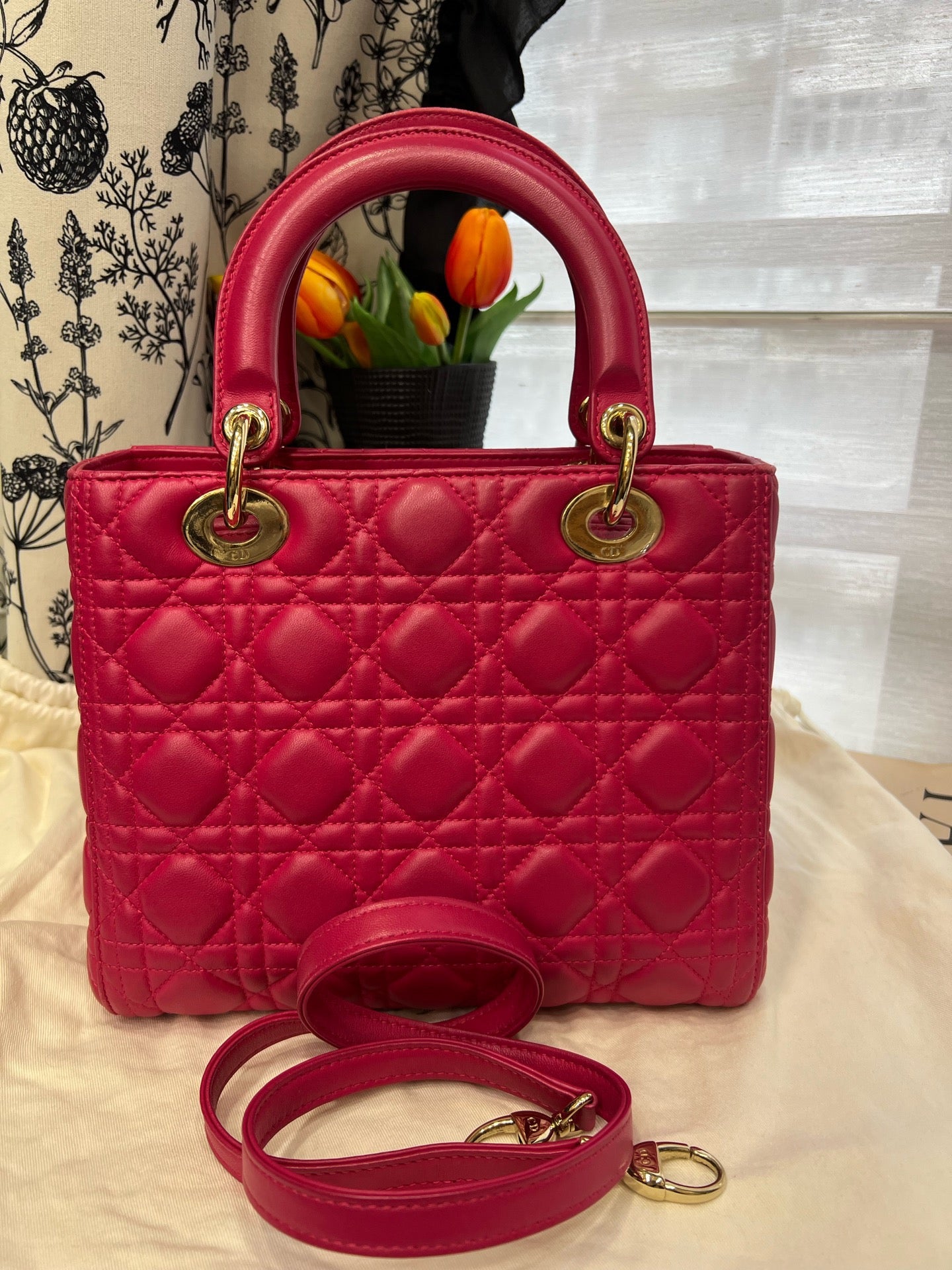 Dior - Lady Dior - Leather - Pink - (medium)