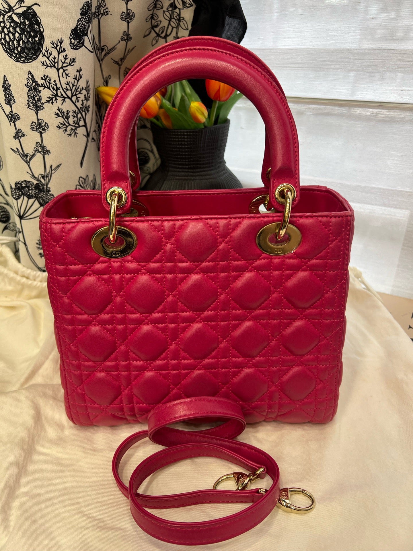 Dior - Lady Dior - Leather - Pink - (medium)